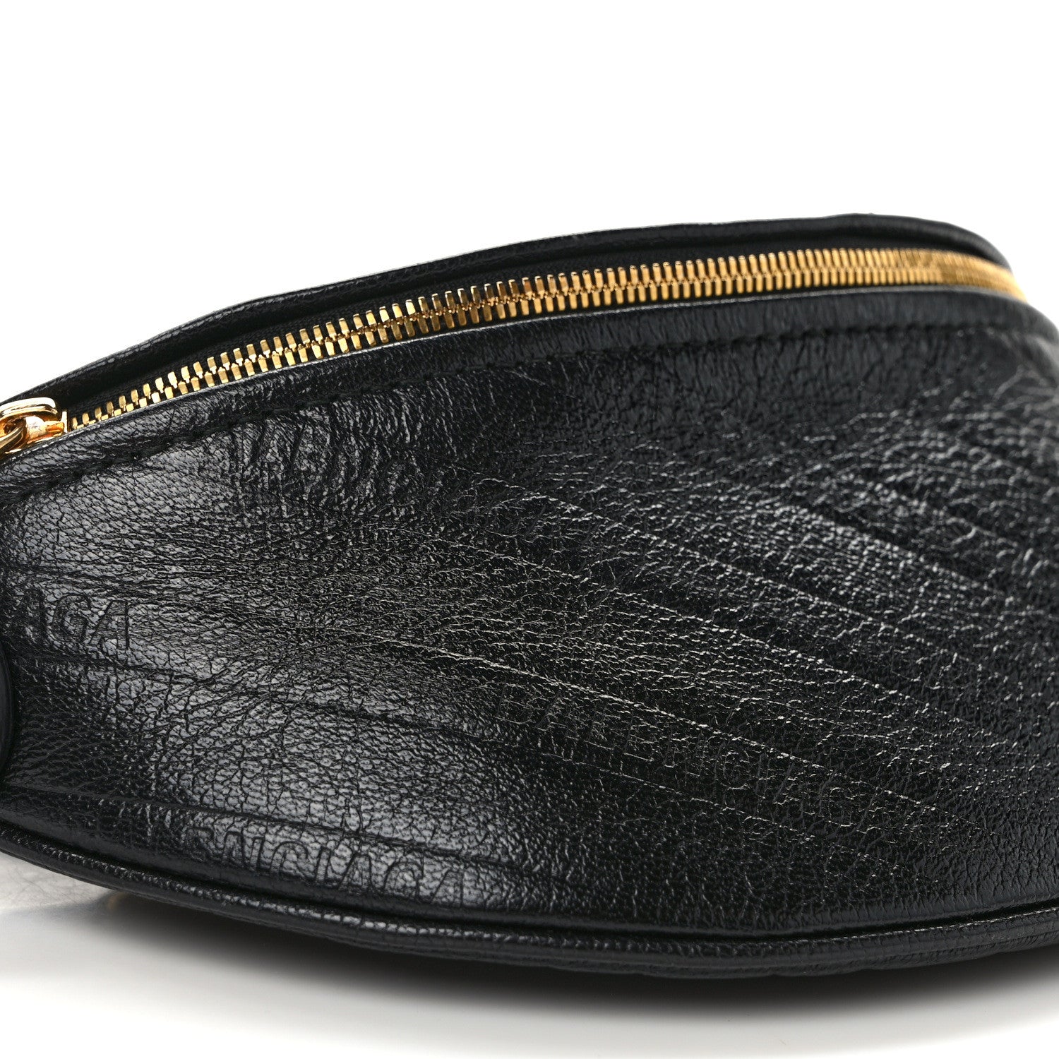 Balenciaga Shiny Goatskin Allover Logo Embossed XXS Souvenir Belt Bag Black 7 of 9