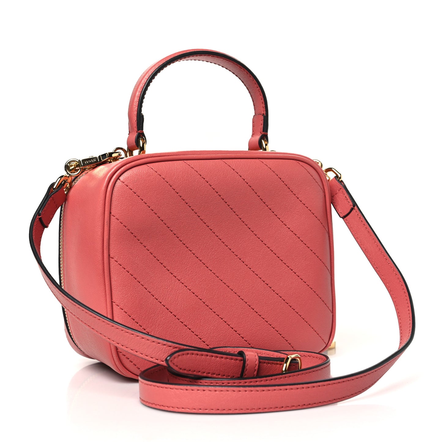 Sakai Be Green Calfskin Diagonal Stitched Blondie Top Handle Bag Pink