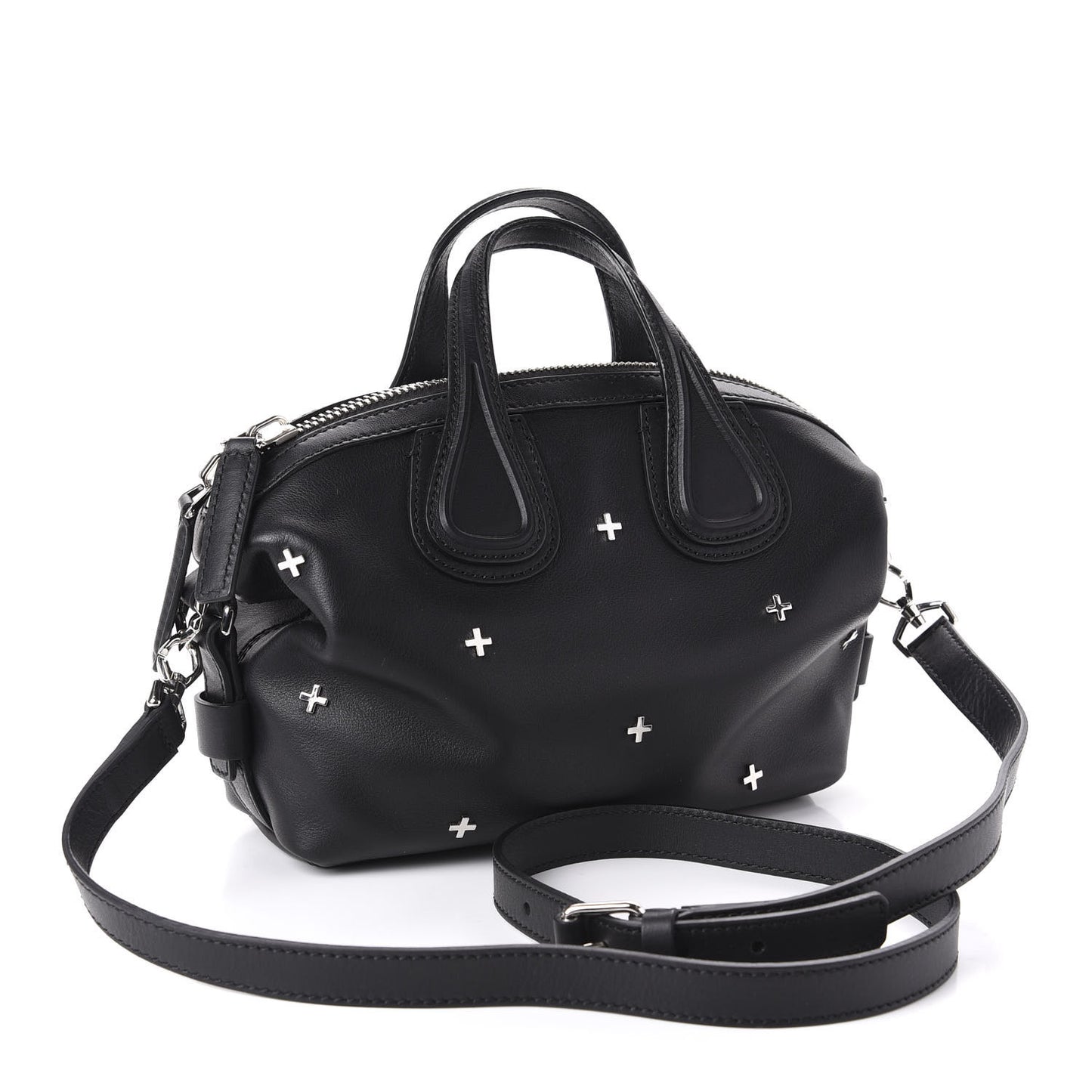 Waxed Calfskin Micro Metal Cross Nightingale Black