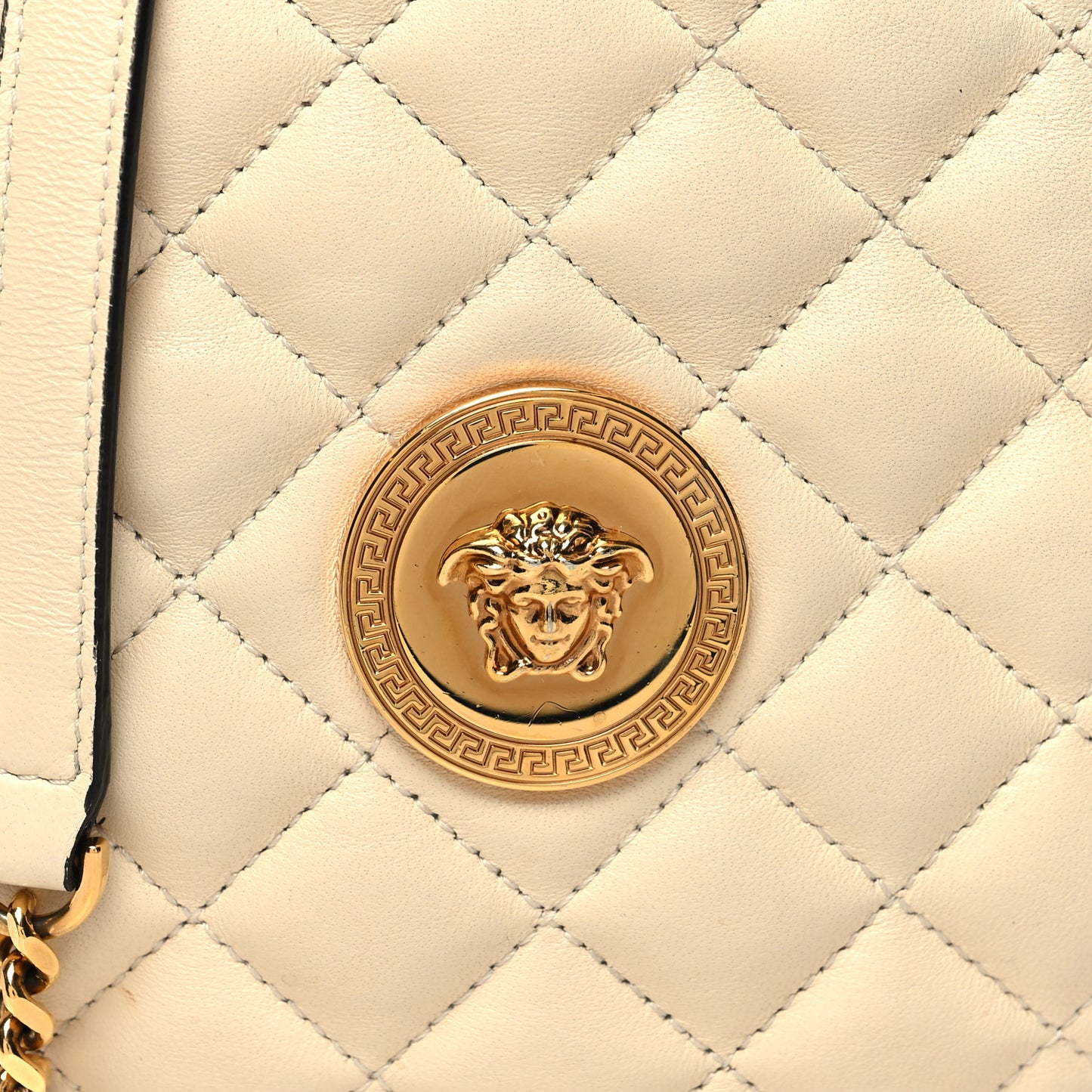 Nappa Quilted La Medusa Round Camera Bag White