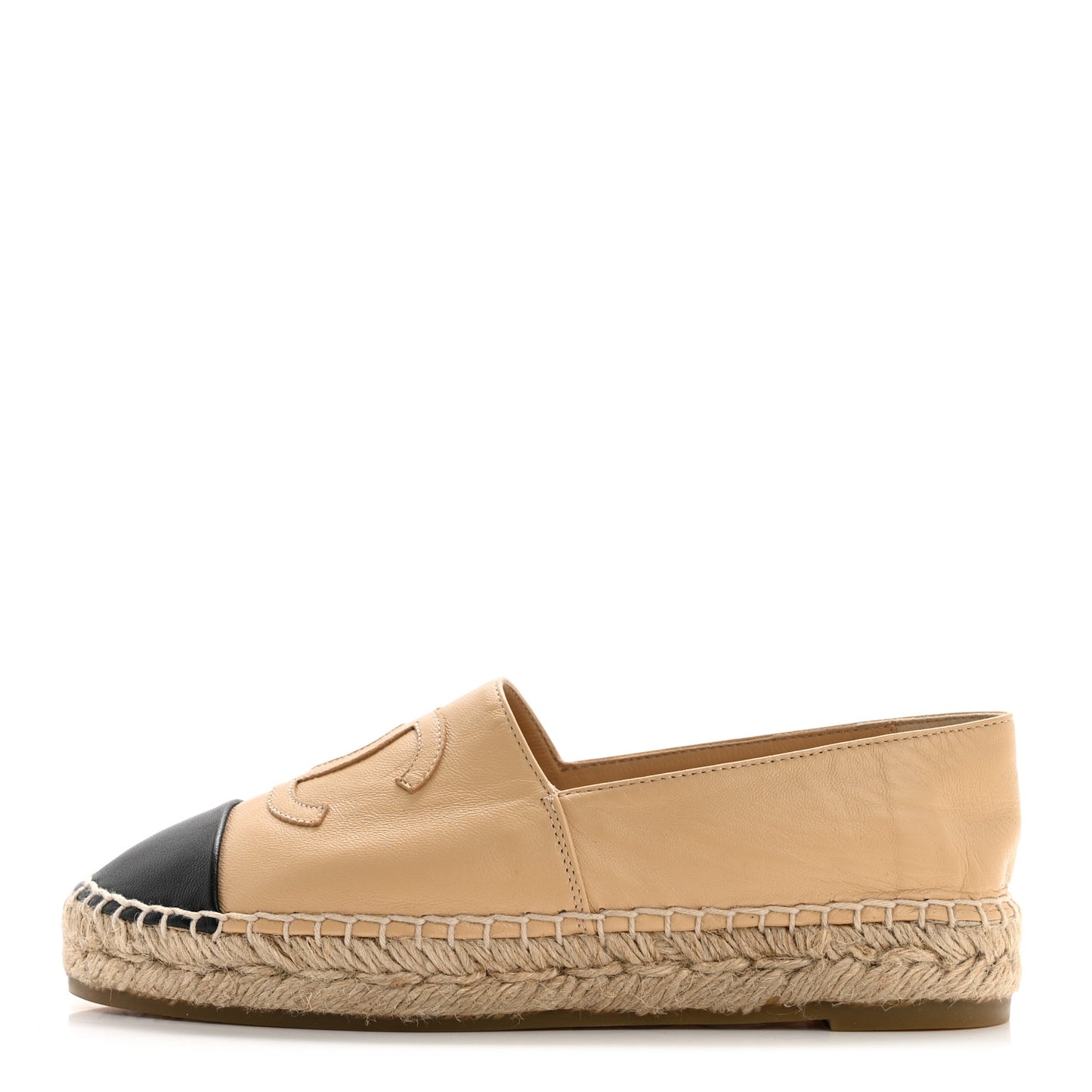 Lambskin CC Espadrilles 35 Beige Black