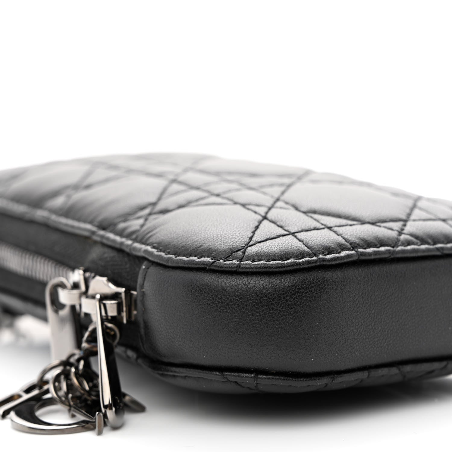 Christian Dior Lambskin Cannage Lady Dior Phone Holder Black 8 of 10