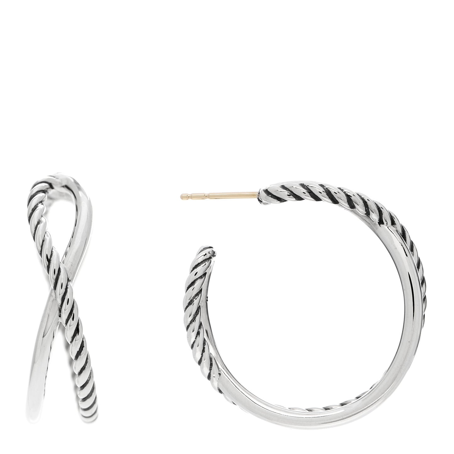 Sterling Silver Crossover Cable Hoop Earrings