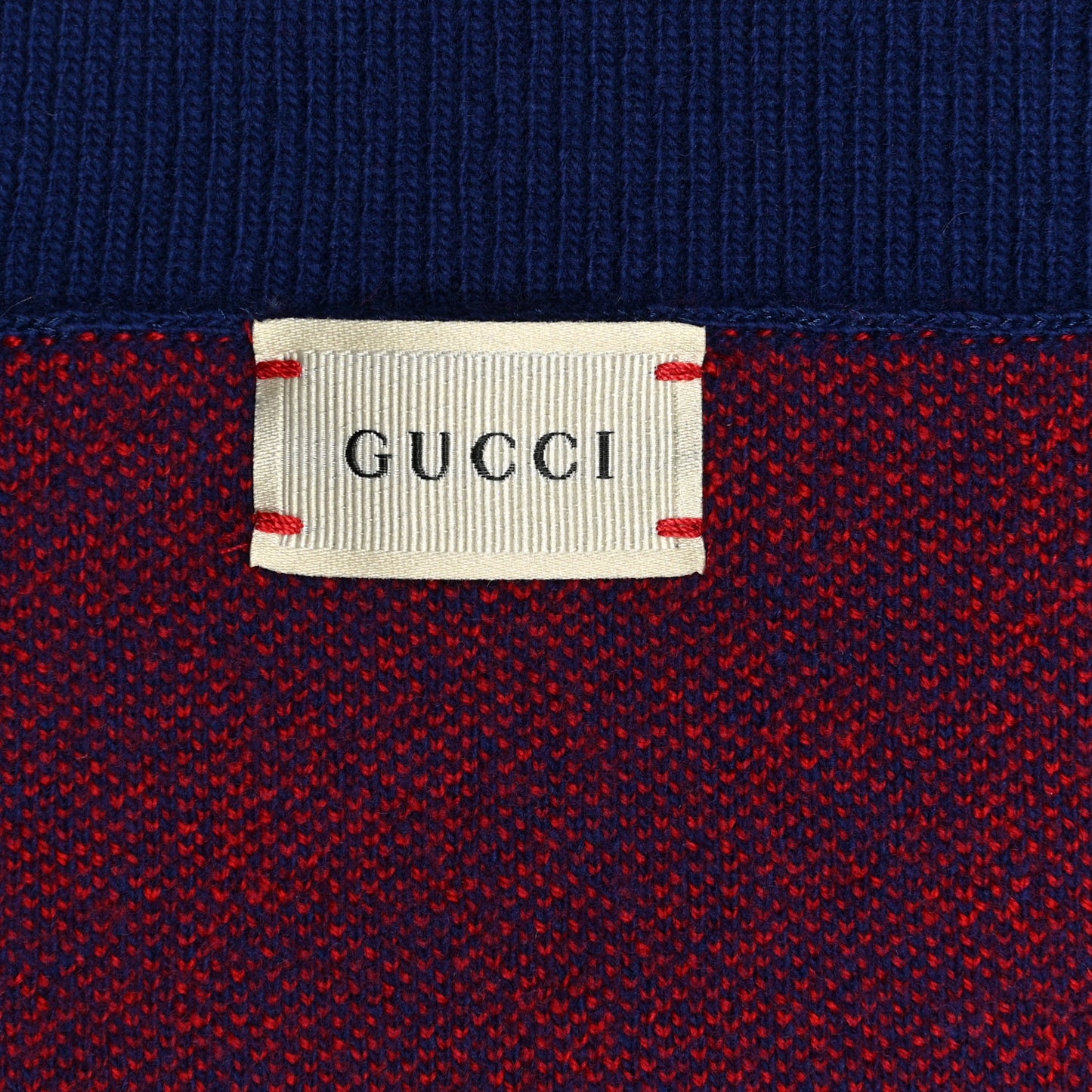 Wool Knit GG Monogram Intarsia Childrens Blanket Blue Red