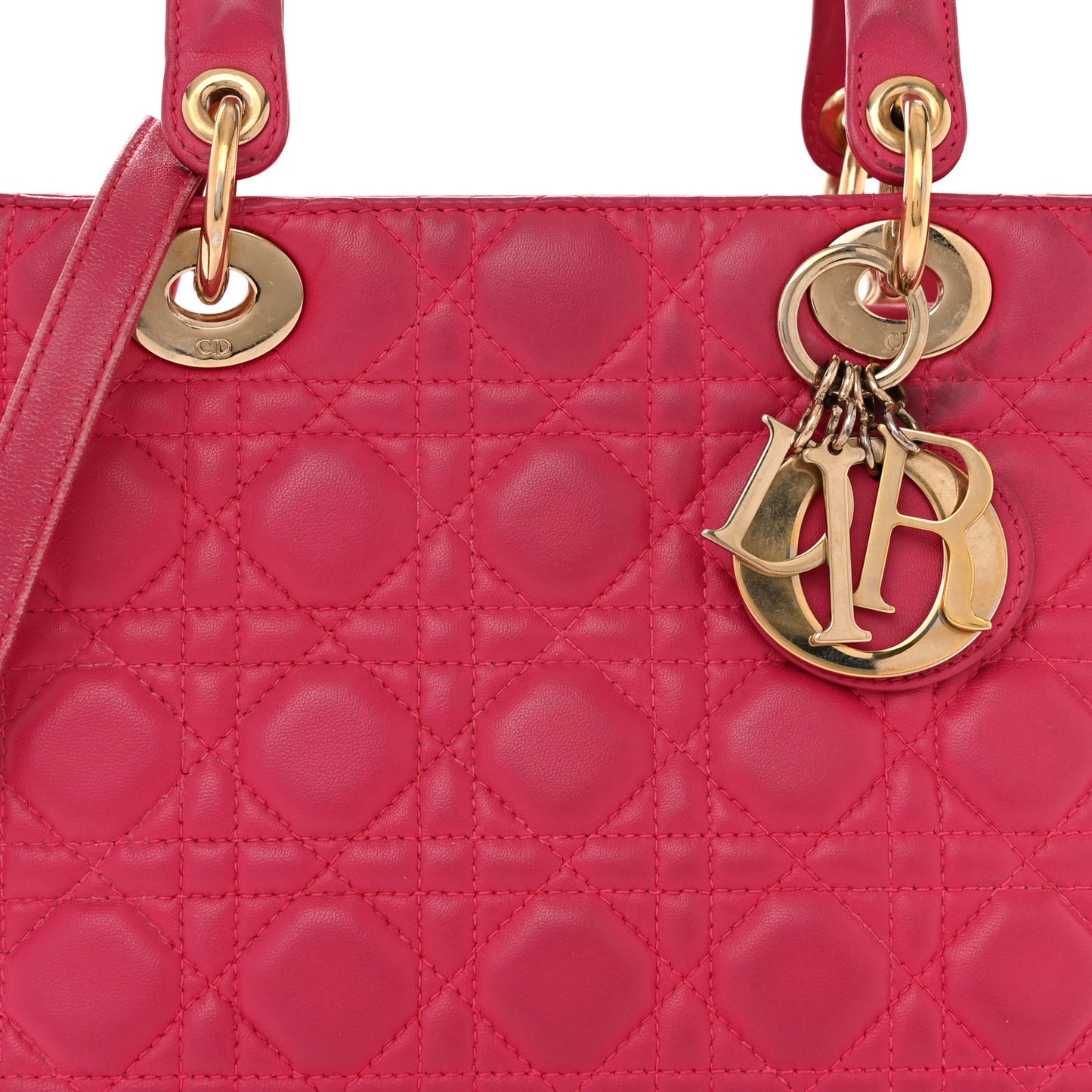 Lambskin Cannage Medium Lady Dior Fuchsia