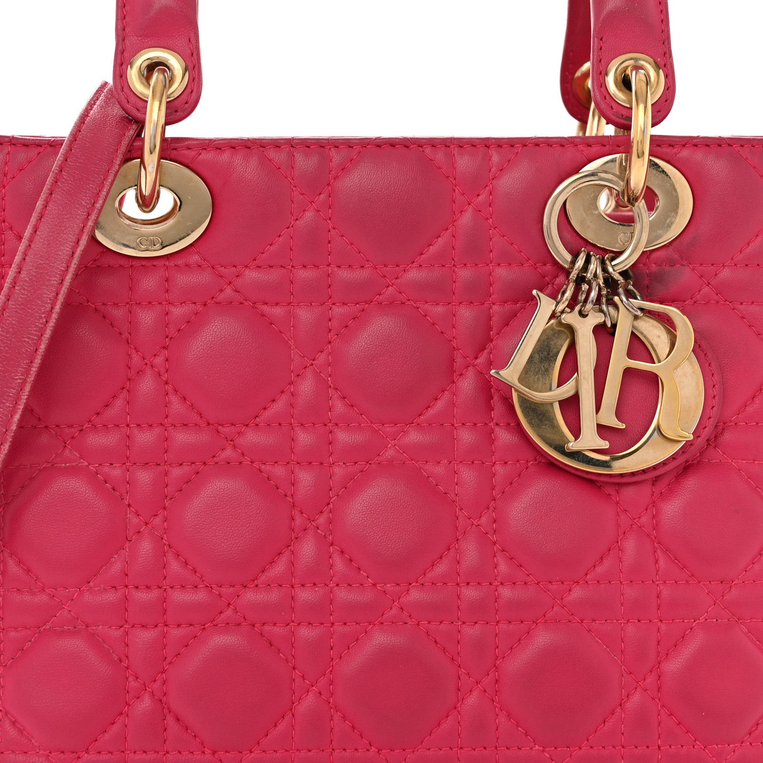 Christian Dior Lambskin Cannage Medium Lady Dior Fuchsia 8 of 13