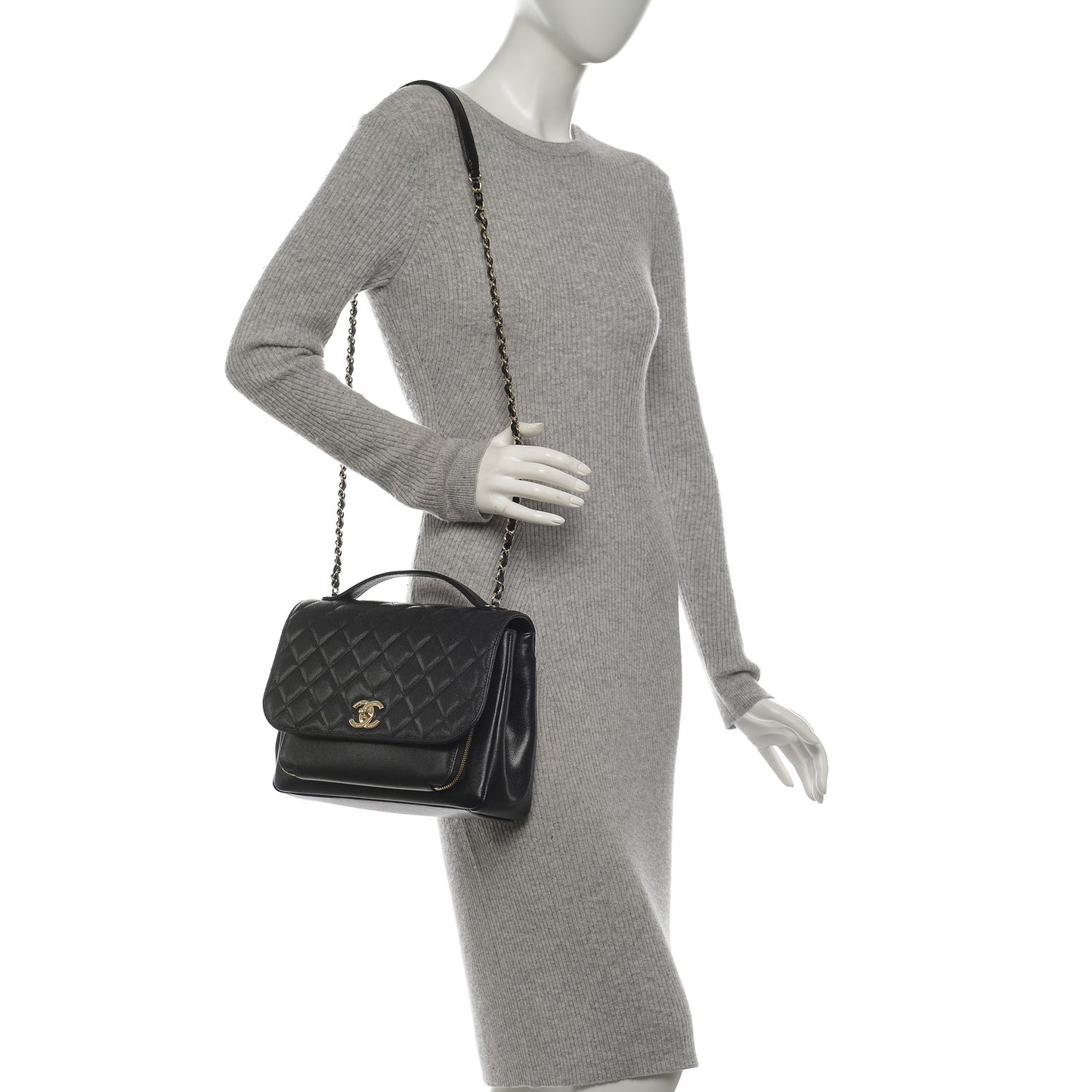 Caviar Quilted Large Business Affinity Flap Black
