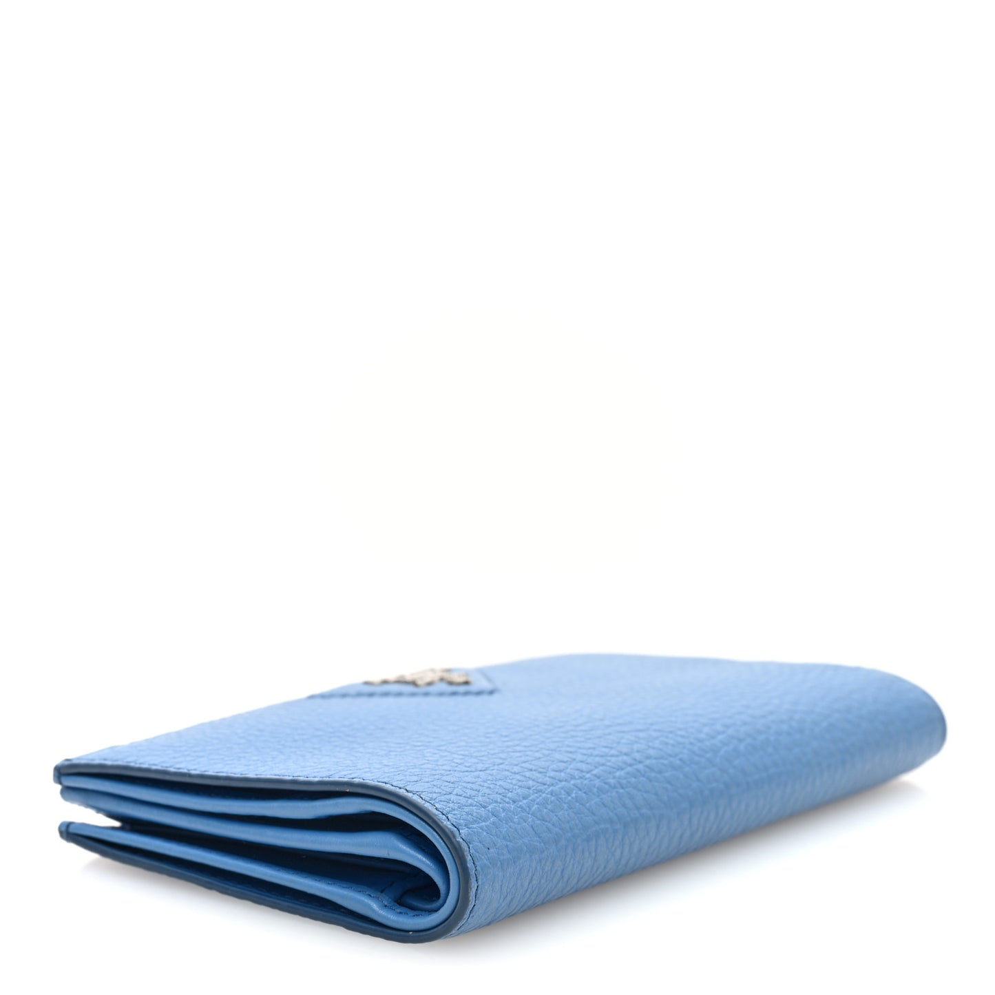 Vitello Daino Triangle Continental Zip Wallet Blue