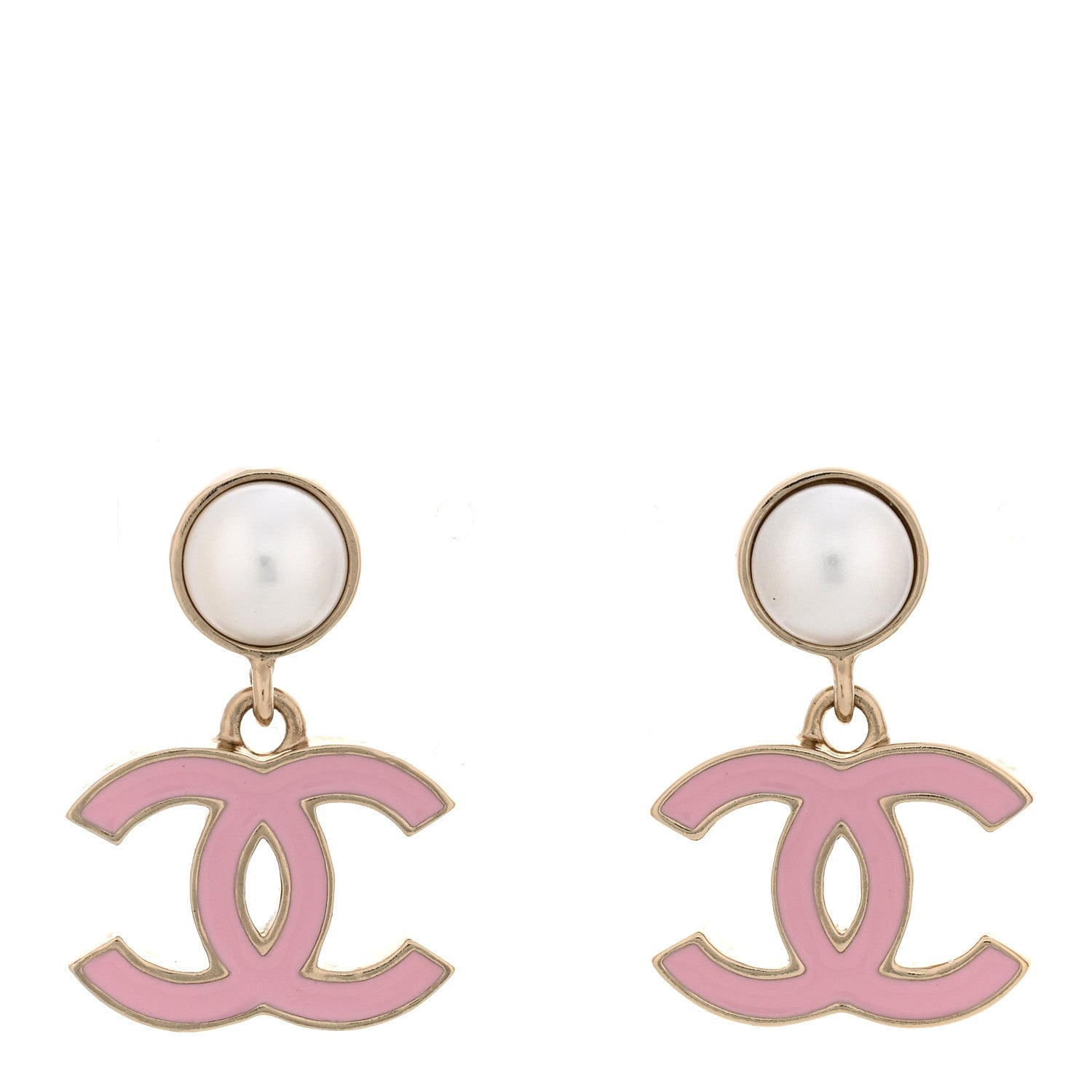 Chanel Pearl Enamel CC Drop Earrings Pink 1913757 – FASHIONPHILE