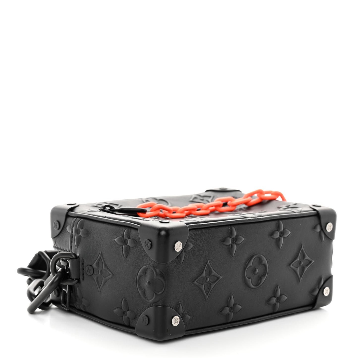 Calfskin Debossed Monogram Solar Ray Mini Soft Trunk Black