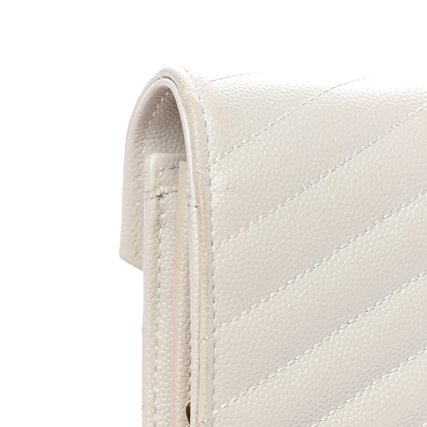 Grain De Poudre Matelasse Chevron Monogram Chain Wallet Cream