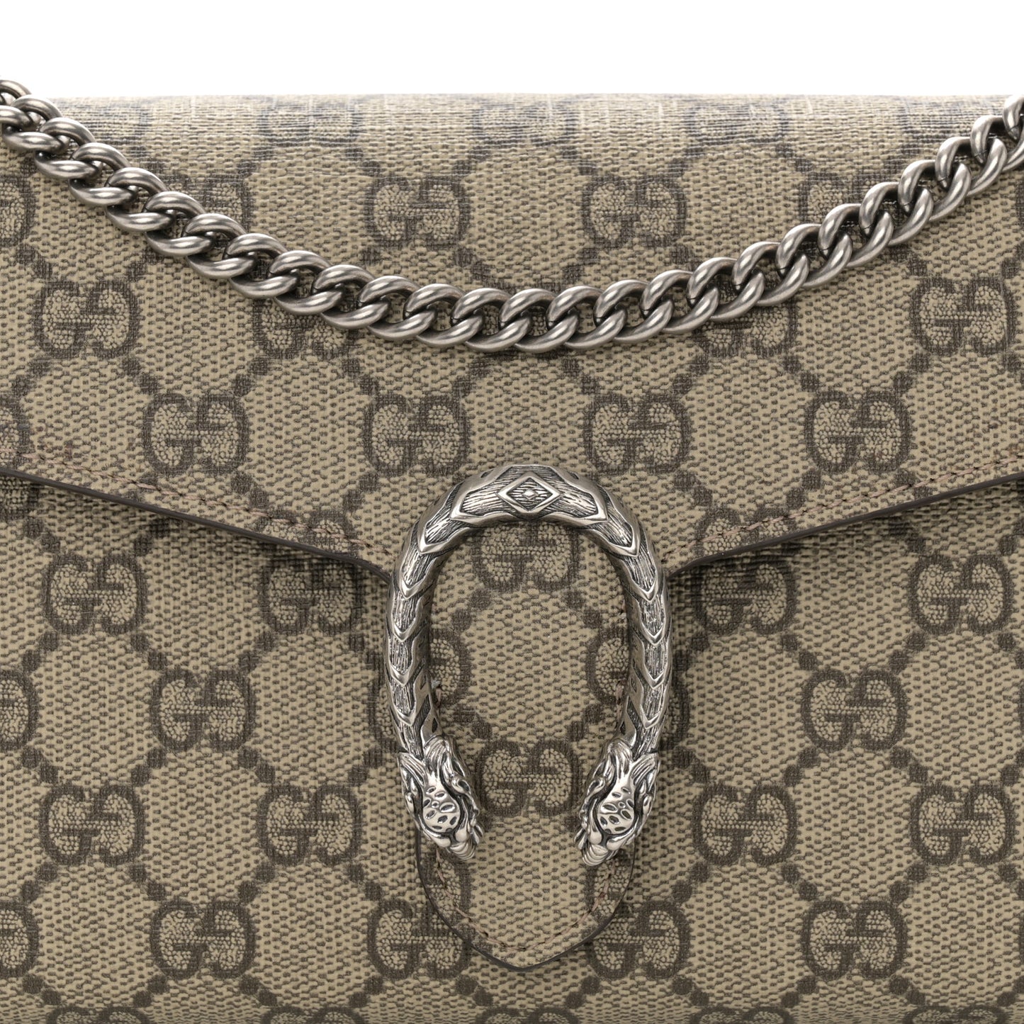 GG Supreme Monogram Mini Dionysus Chain Wallet Beige Taupe