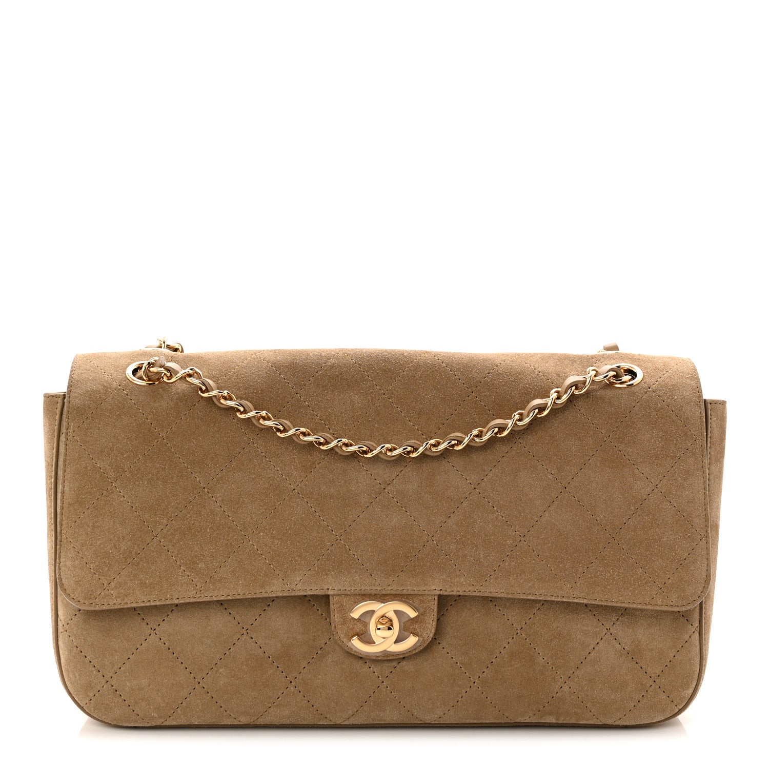 Chanel Suede Calfskin Small Souplissimo Maxi Flap Dark Beige