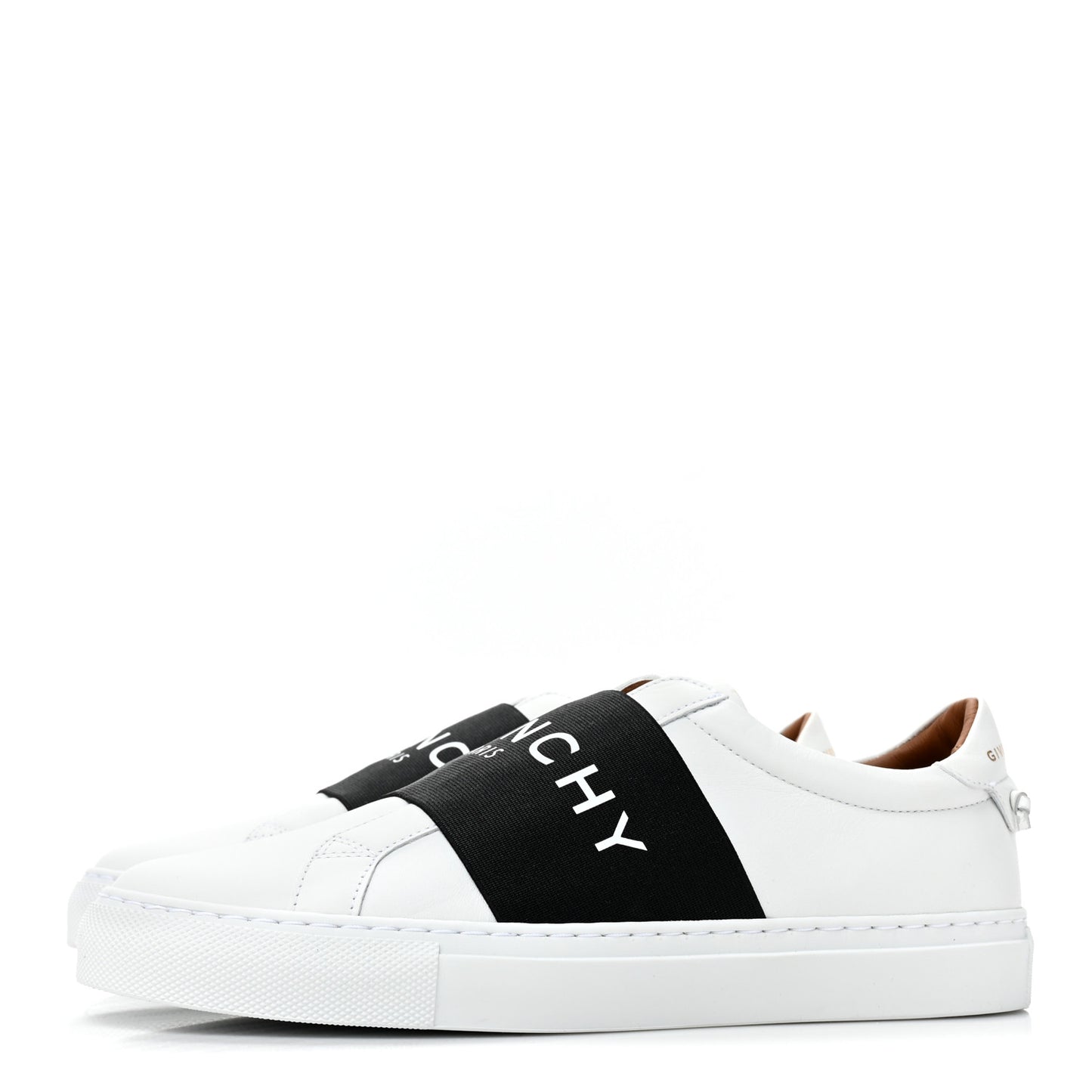Calfskin Band Logo Womens Urban Street Sneakers 38.5 White Black