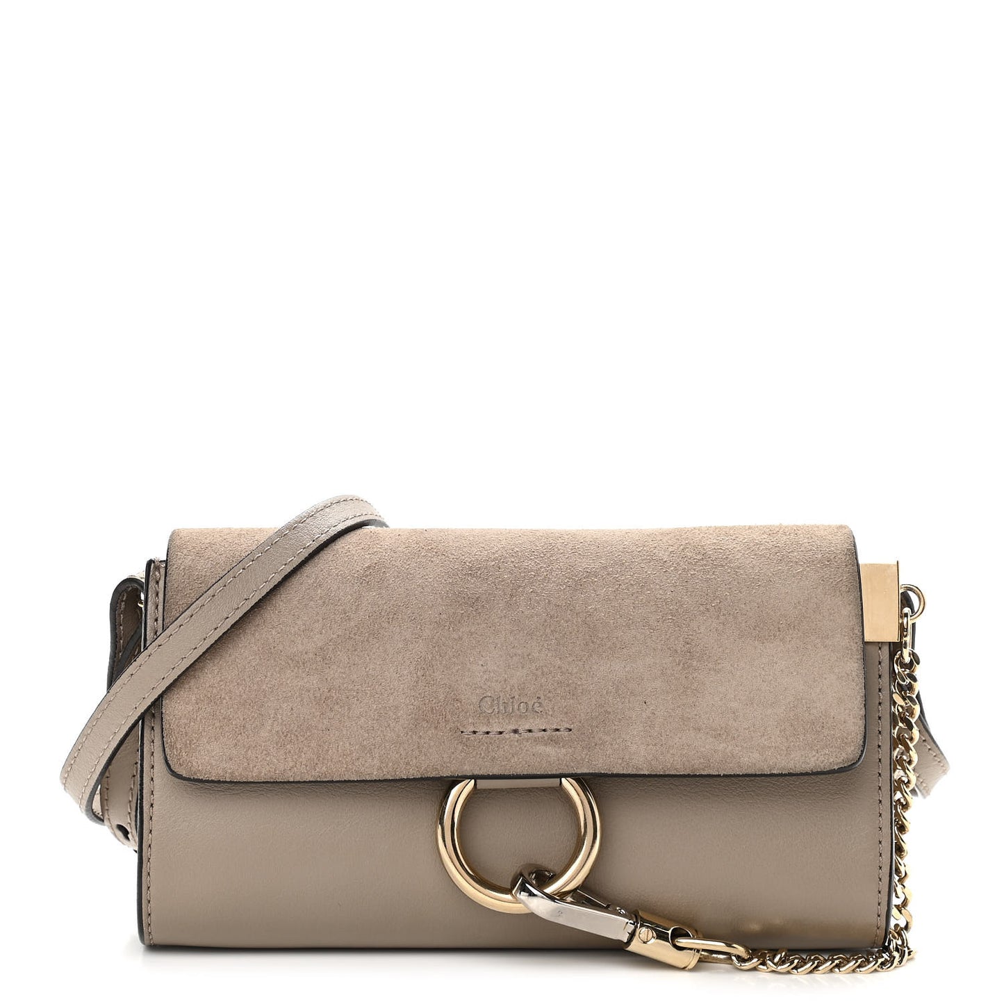 Suede Calfskin Mini Faye Shoulder Bag Motty Grey