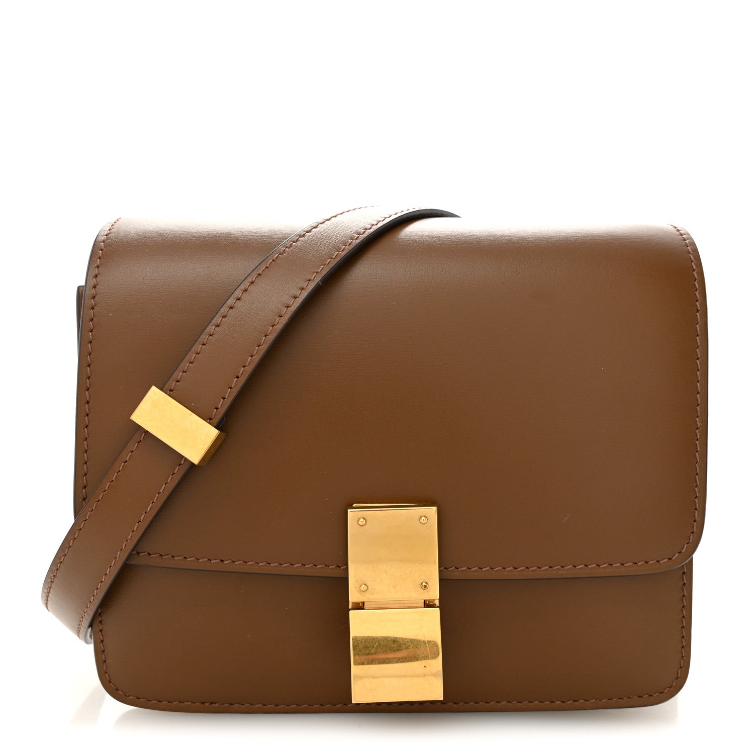 CELINE ブラウンレザーケース Celine Box Calfskin Small Classic Box Flap Bag Camel 1873969