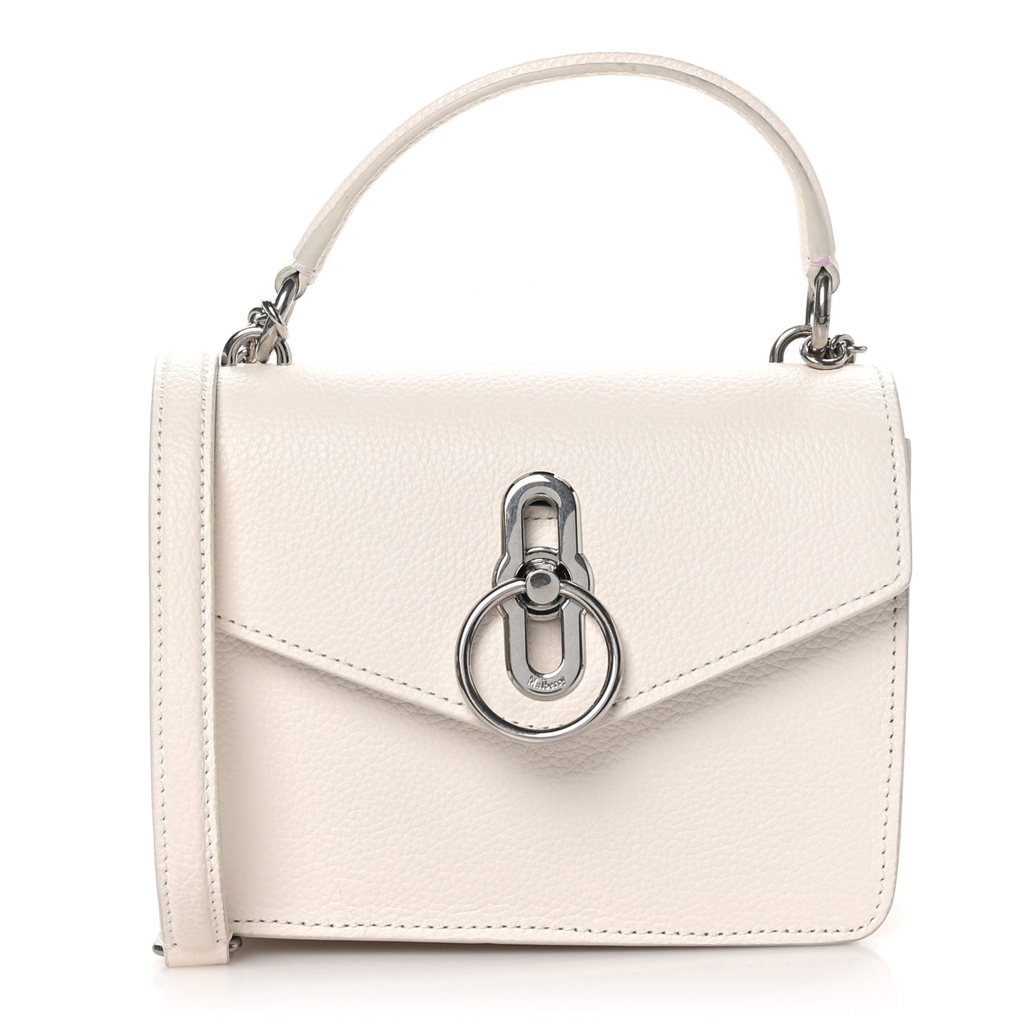 Grained Calfskin Small Amberly Top Handle Crossbody White