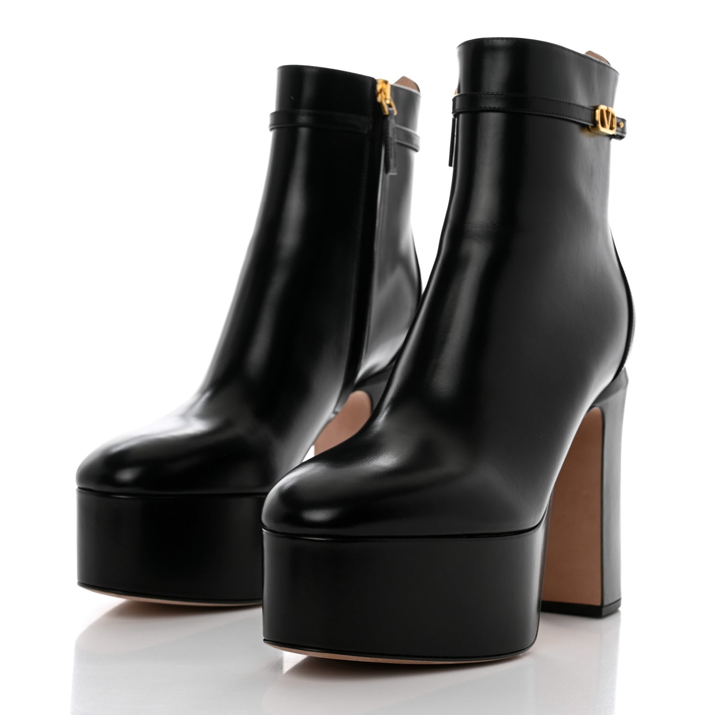 Calfskin Tan-Go Platform 50/120mm Ankle Boots 39.5 Black