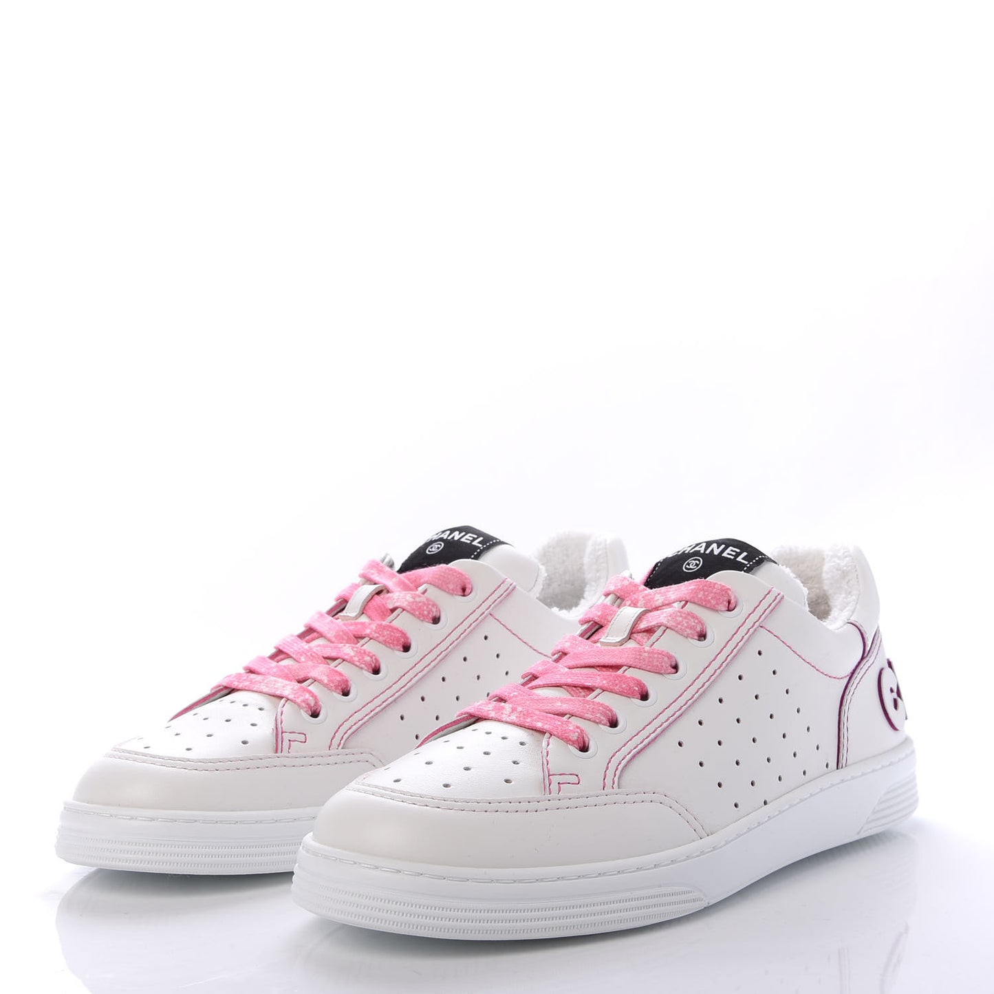 Calfskin Womens Logo Sneakers 39 White Pink