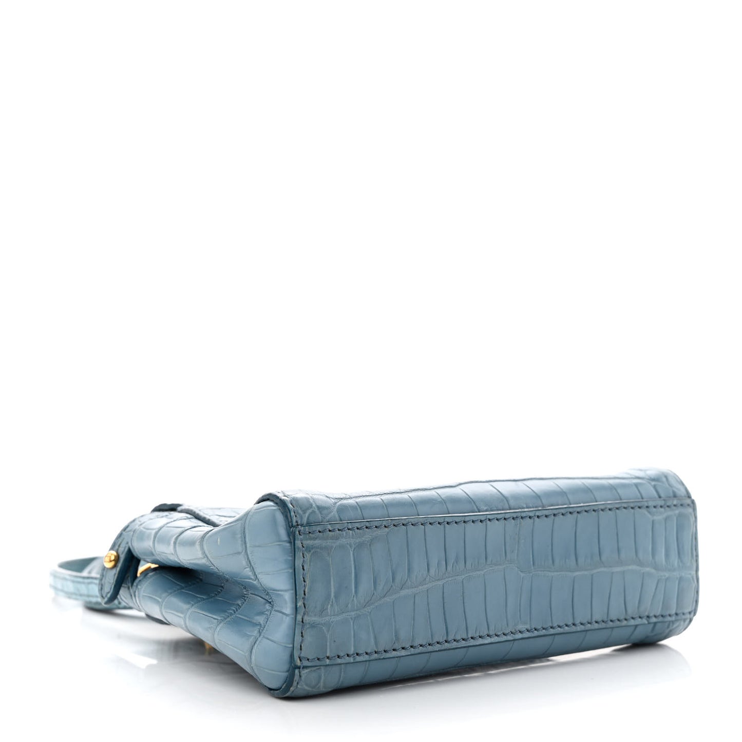 Shiny Crocodile Shiny Nappa Micro Peekaboo Iconic Satchel Blue