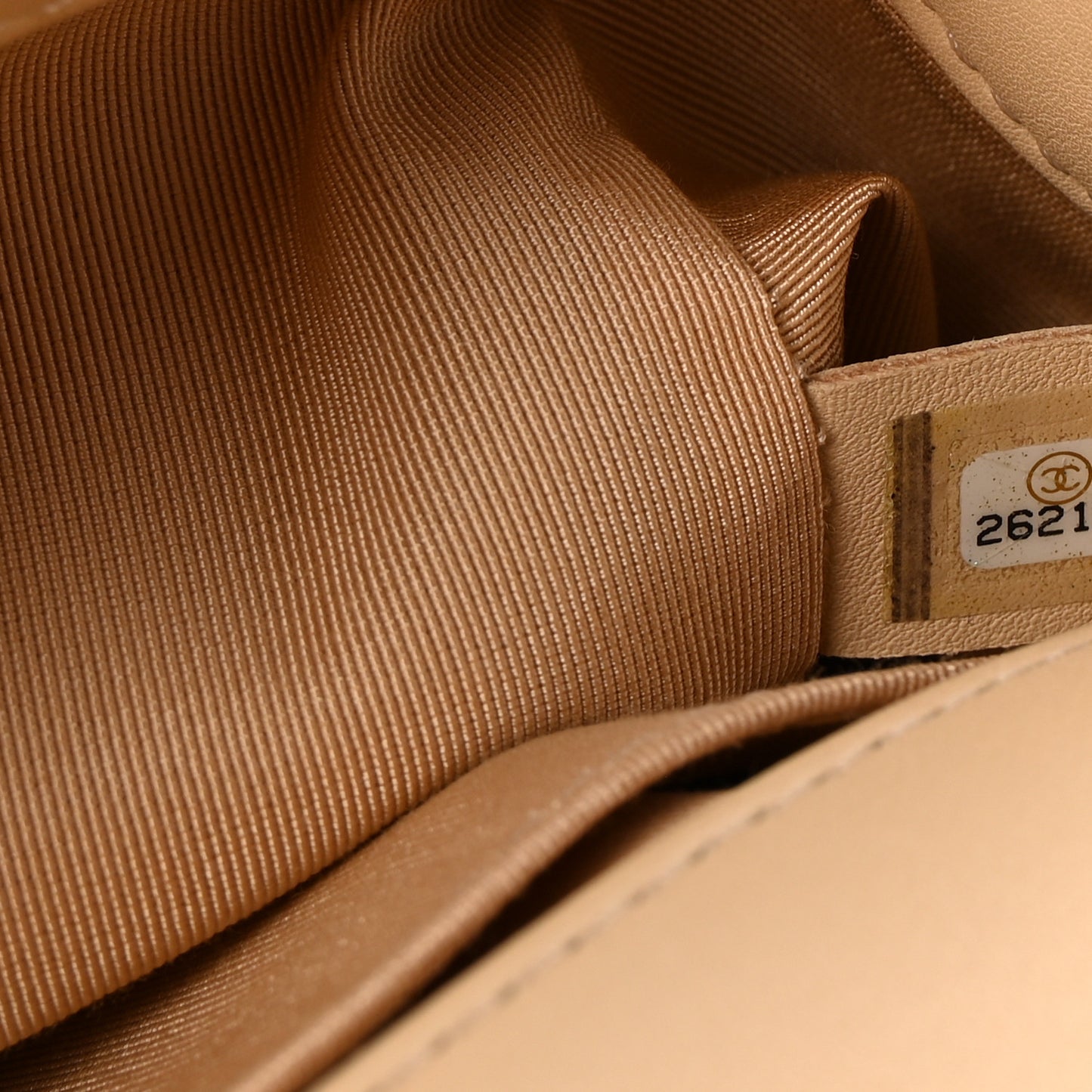 Calfskin Quilted Medium Boy Flap Beige