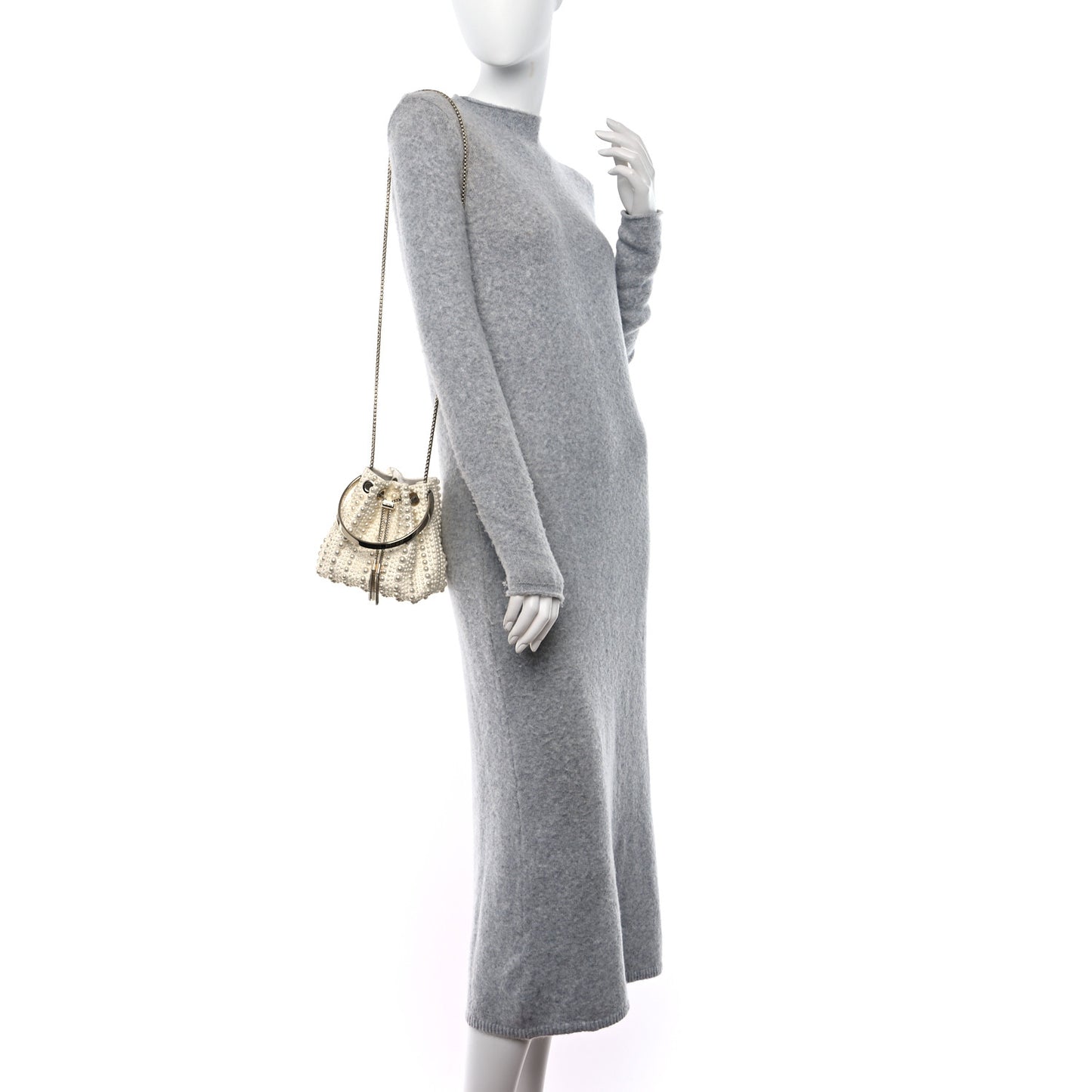 Satin Pearl Embellished Bon Bon Bag Ivory