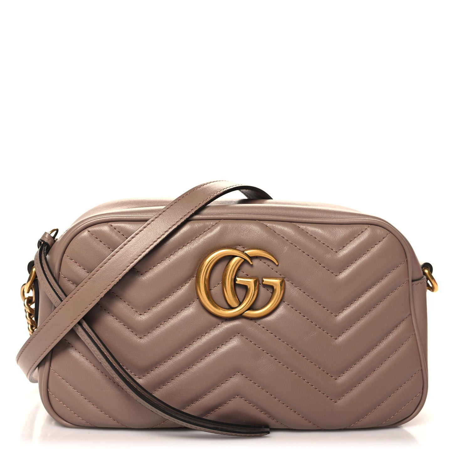 Calfskin Matelasse Small GG Marmont Chain Shoulder Bag Porcelain Rose