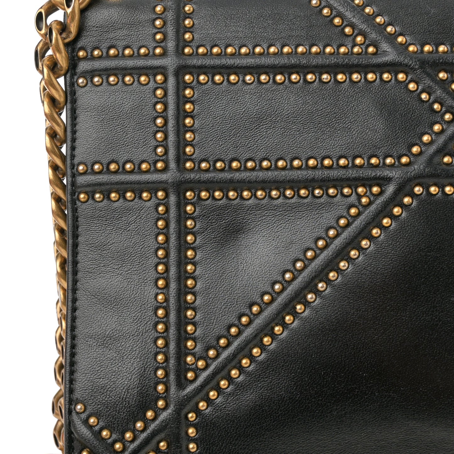 Lambskin Studded Medium Diorama Flap Bag Black