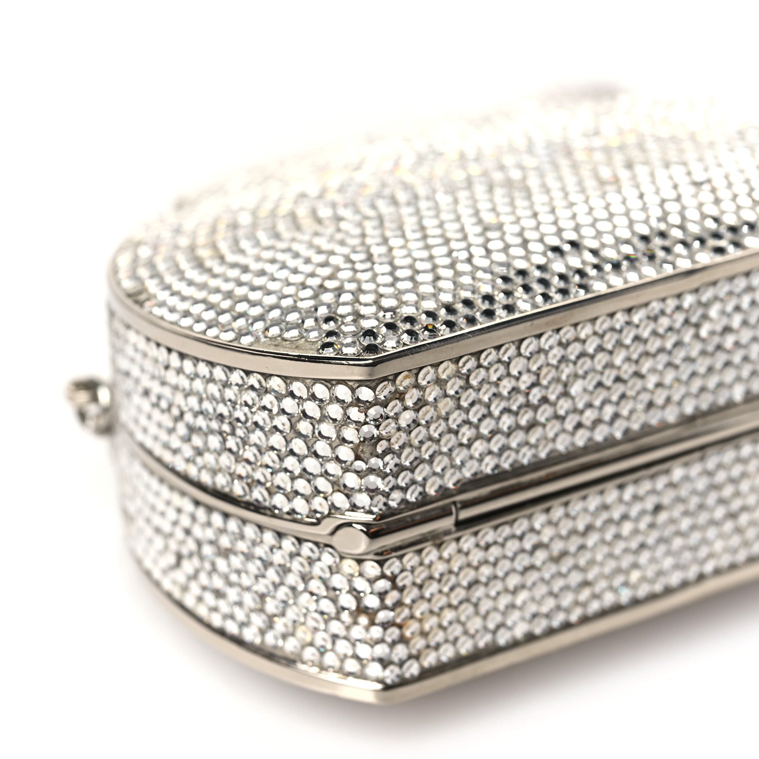 Judith Leiber Swarovski Crystal Minaudiere Clutch Silver 7 of 10