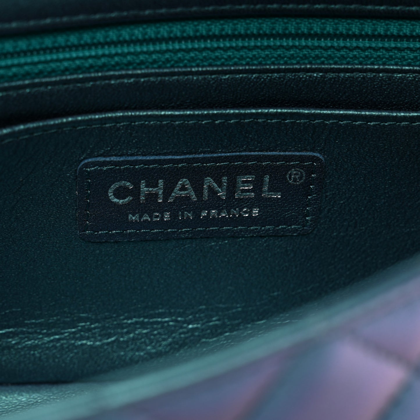 Iridescent Lambskin Quilted Mini Rectangular Flap Turquoise