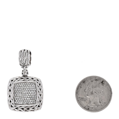 Sterling Silver Diamond 24mm Classic Chain Pave Enhancer Pendant