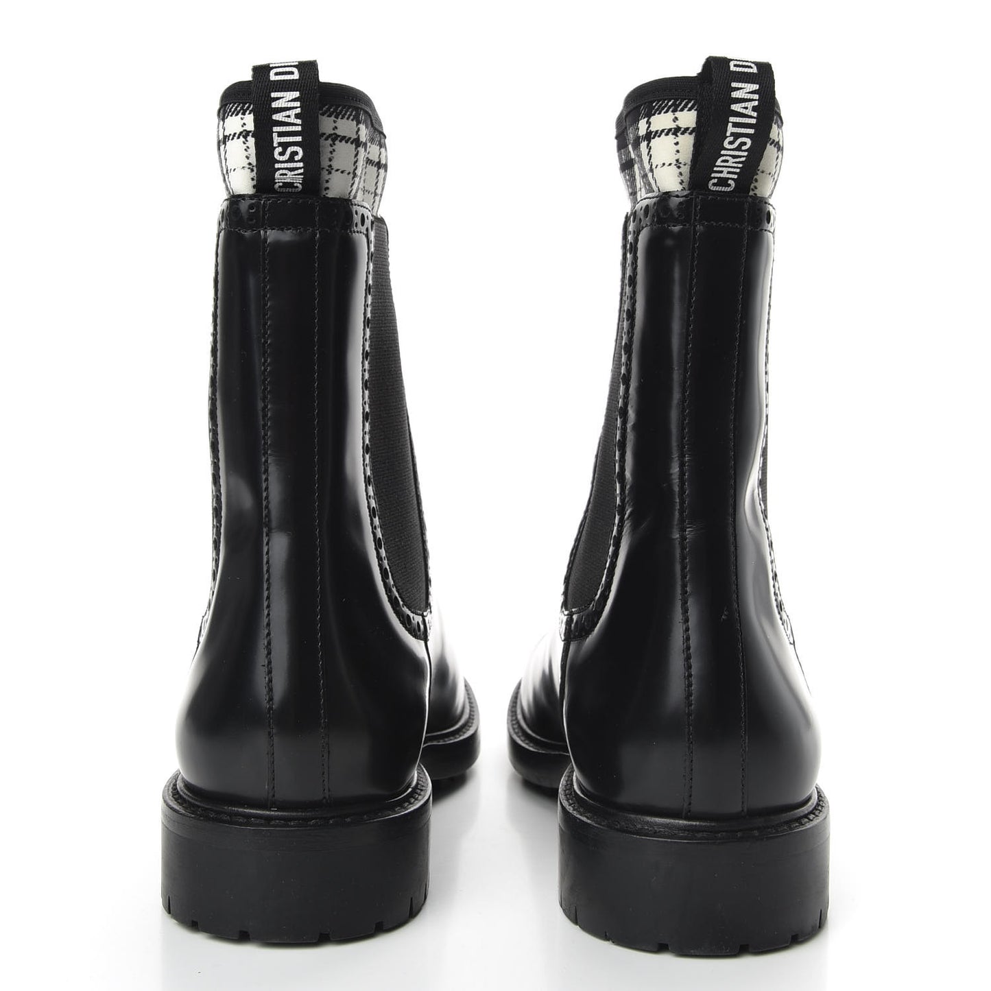 Calfskin Tartan D-Order Low Boot 36.5 Black Off White