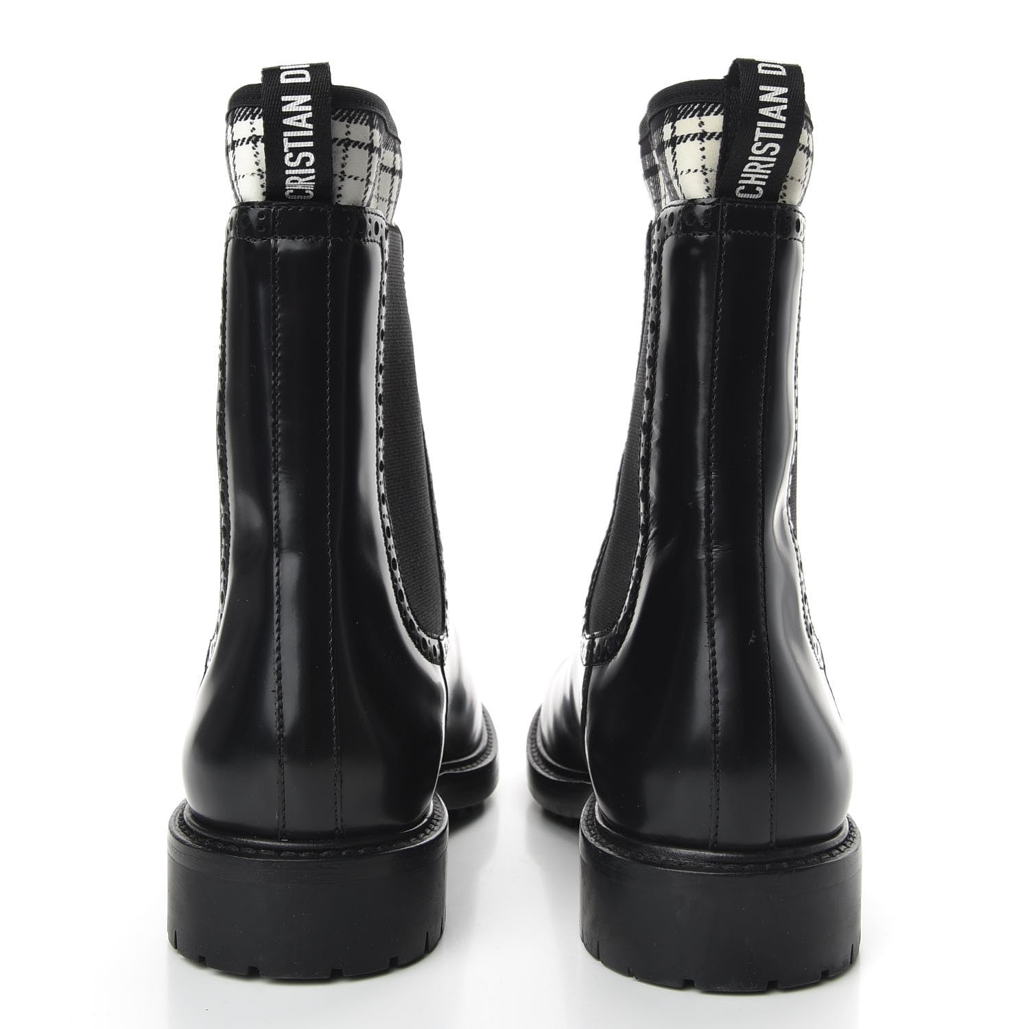 Christian Dior Calfskin Tartan D-Order Low Boot 36.5 Black Off White 6 of 8