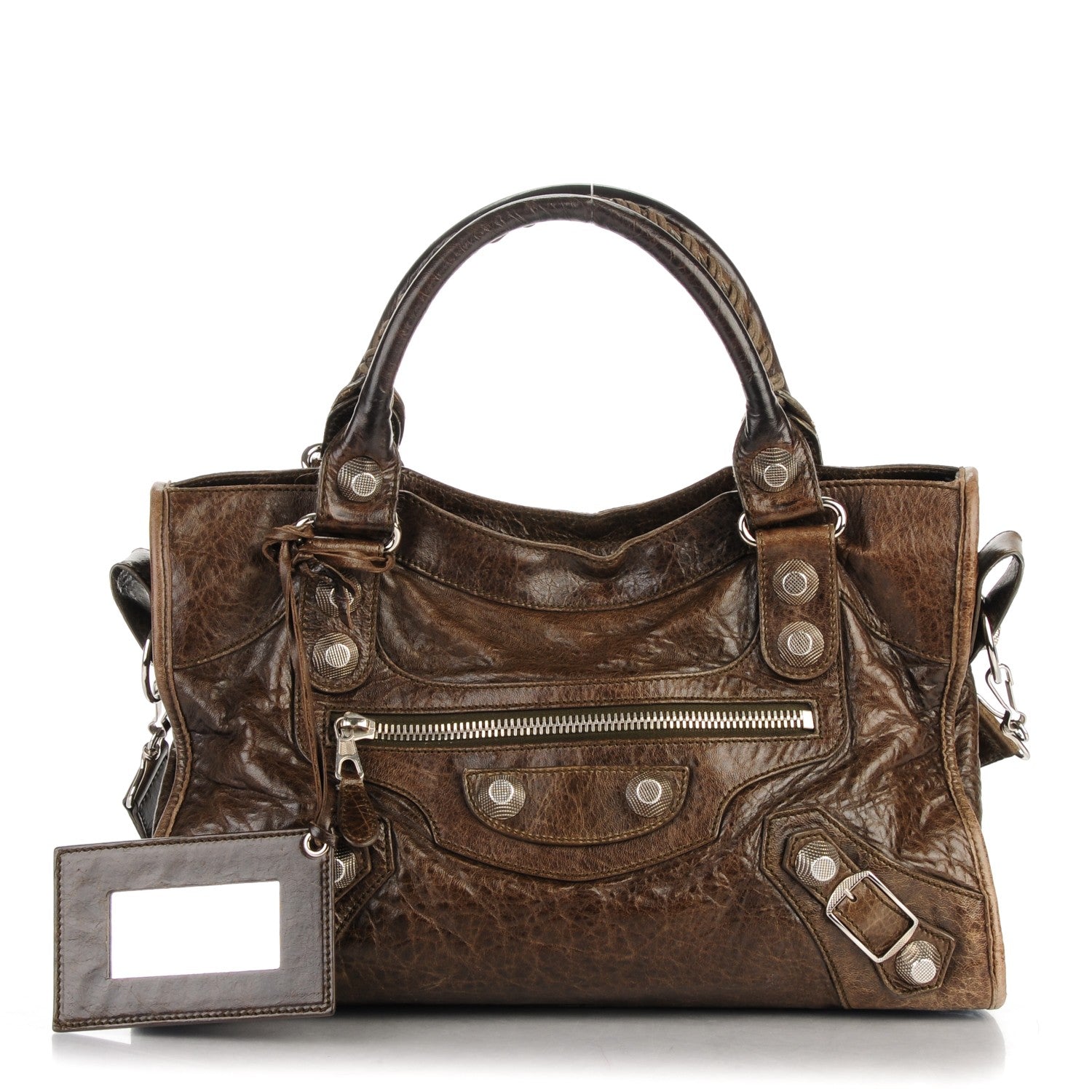 Balenciaga Chevre Giant 21 Silver Hardware City Dark Brown 159733