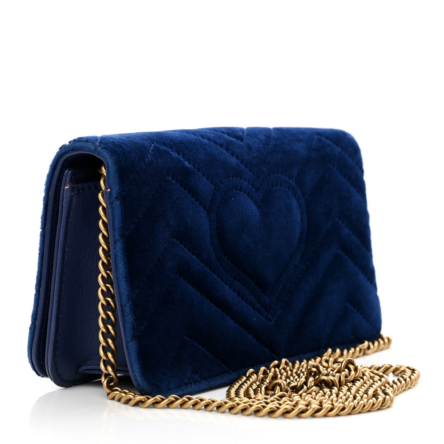Velvet Matelasse GG Marmont Mini Bag Cobalt Blue