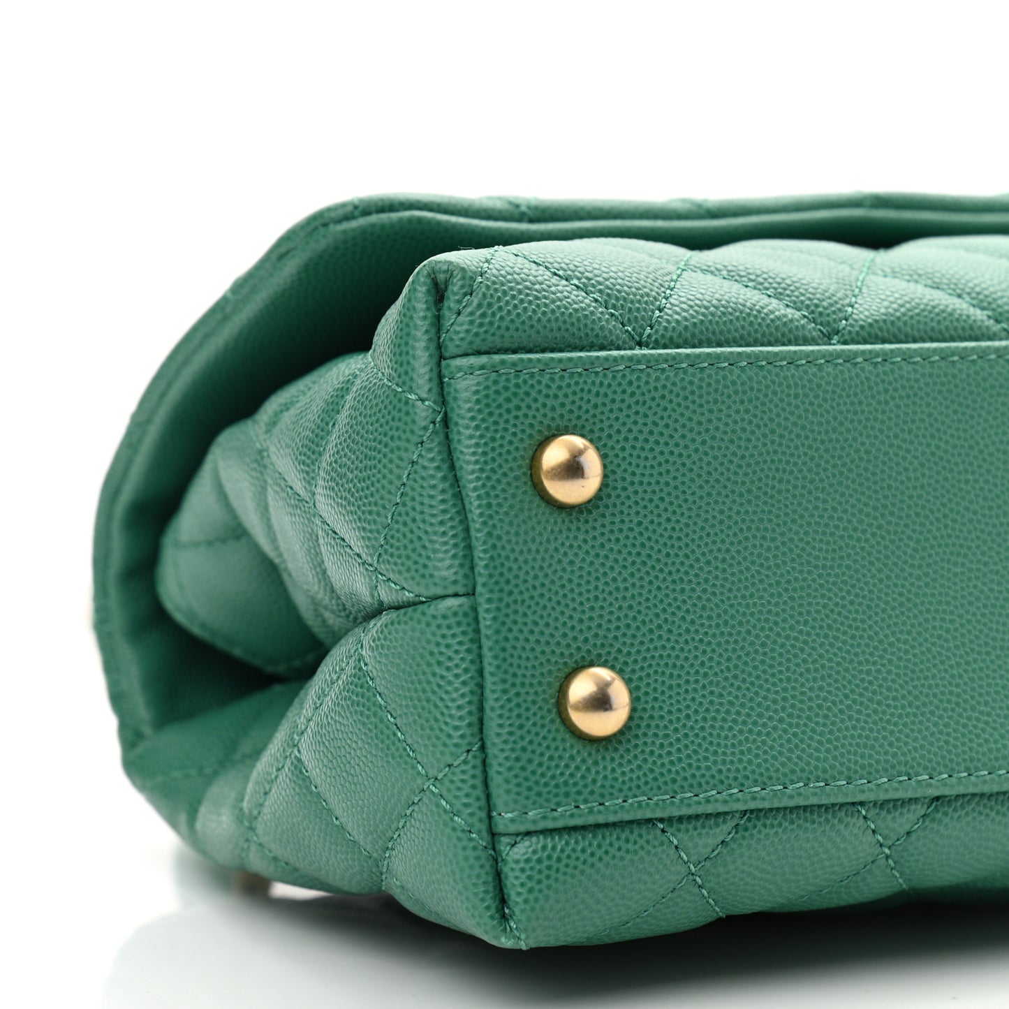 Caviar Lizard Quilted Mini Coco Handle Flap Green