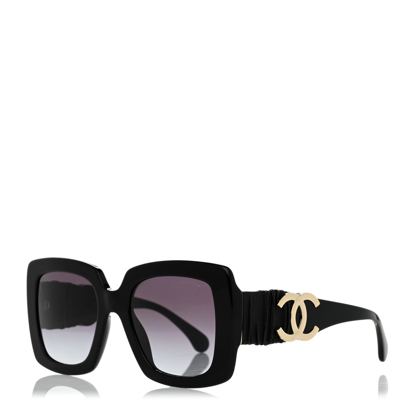 Acetate Calfskin Square Sunglasses 5474-Q Black