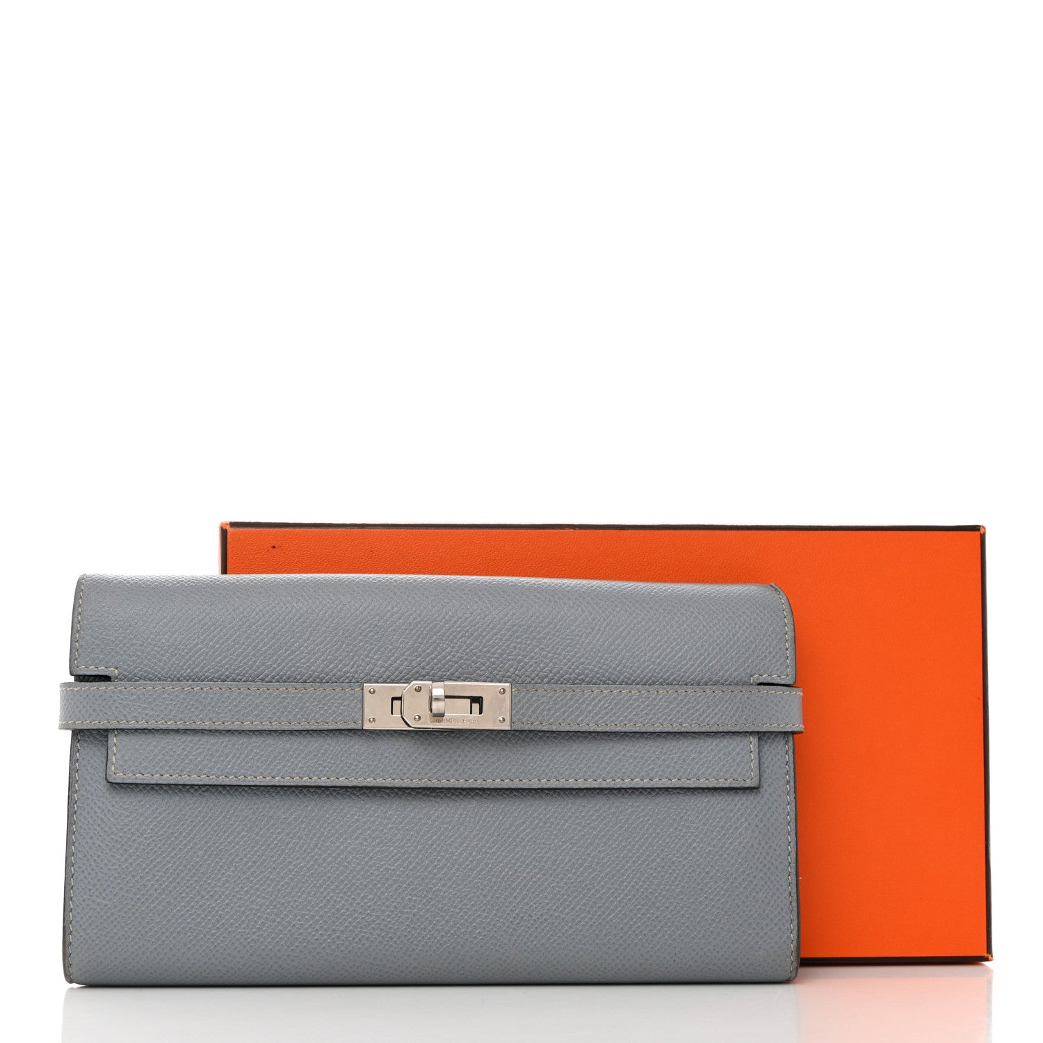 Hermes Epsom Kelly Longue Wallet Bleu Lin 8 of 8