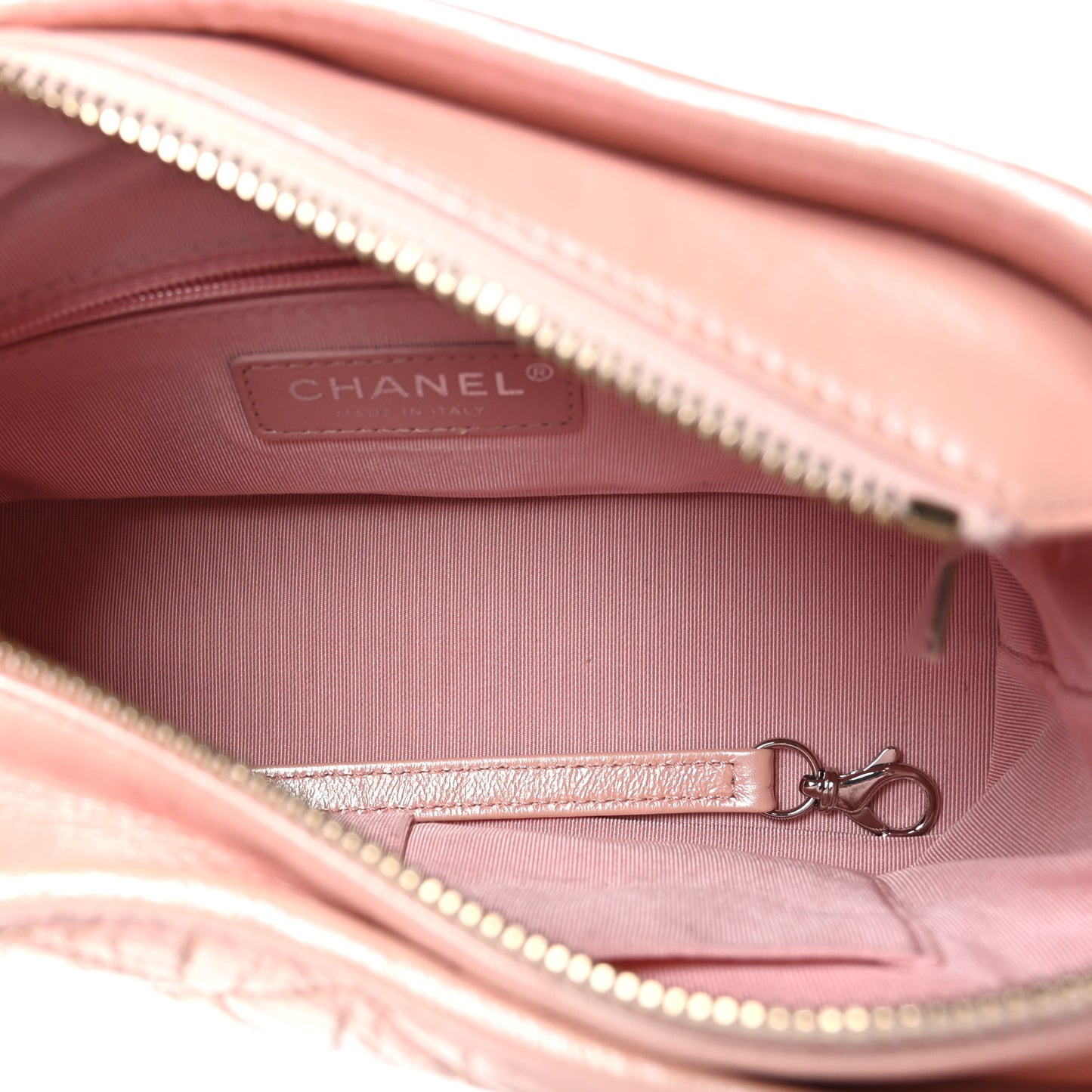 Iridescent Aged Calfskin Quilted Small Gabrielle Hobo Rose