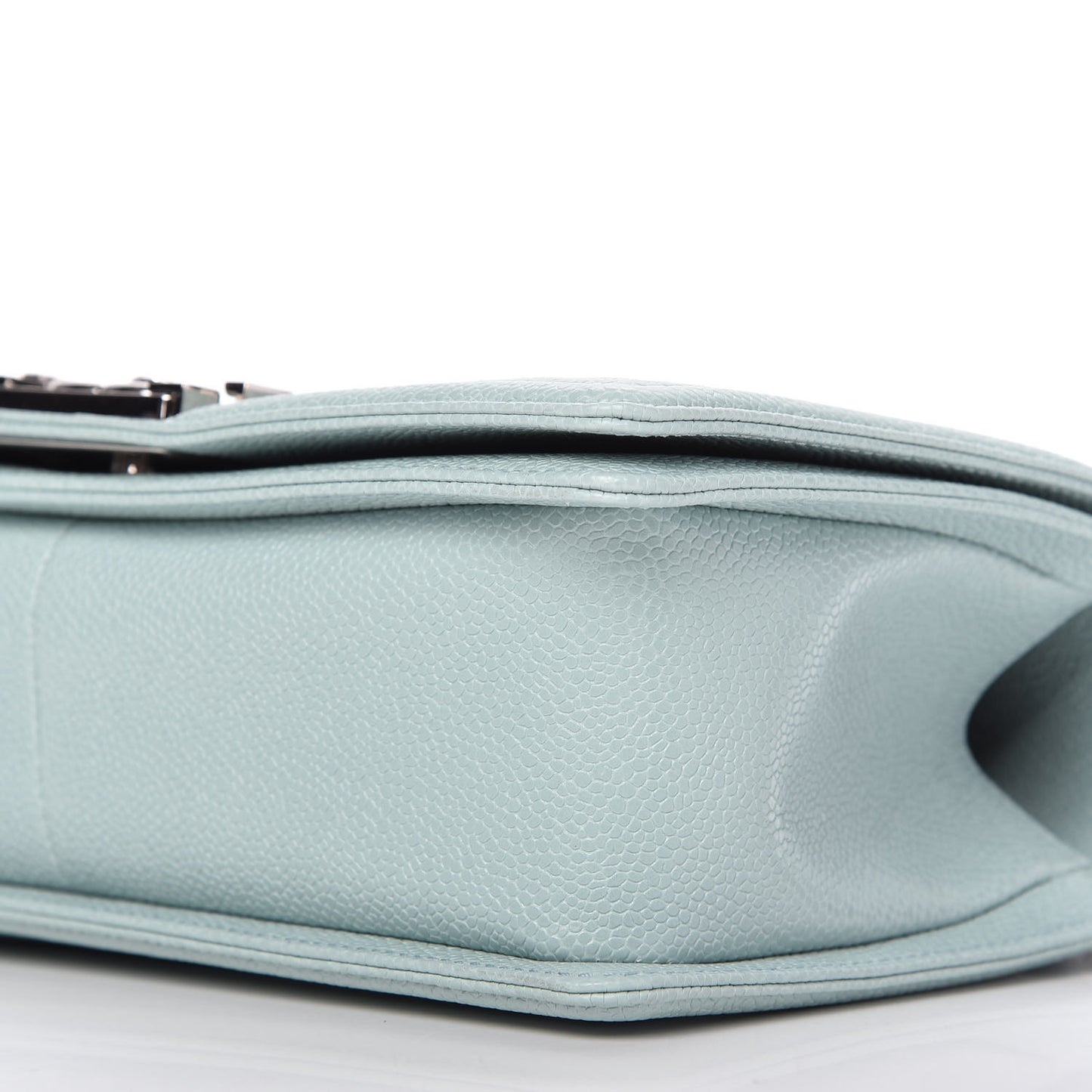Caviar Chevron Quilted Medium Boy Flap Light Blue