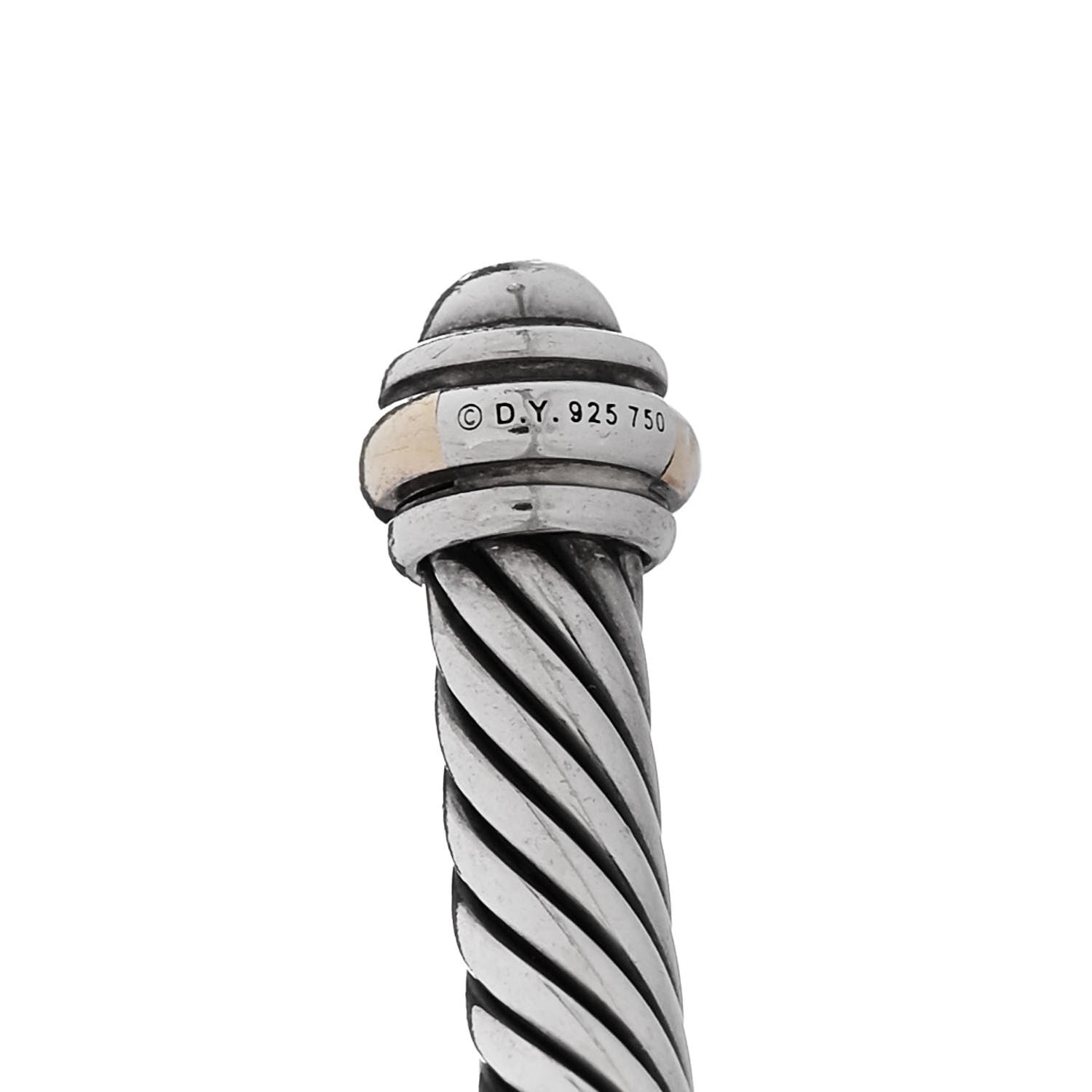 David Yurman Sterling Silver 18K Yellow Gold 4mm Cable Classics Bracelet 3 of 4