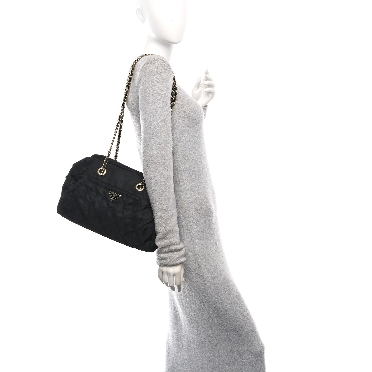 Prada Nylon Tessuto Quilted Shoulder Bag Black 2 of 9