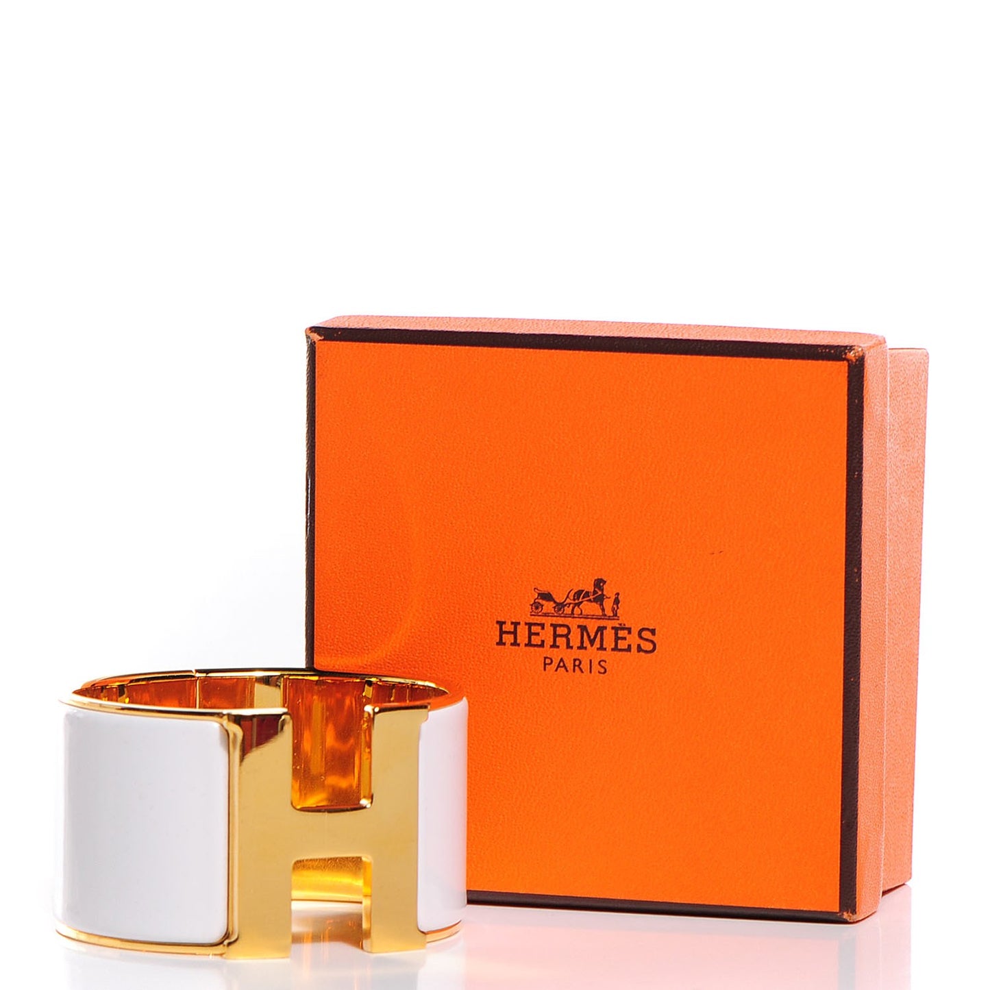 Enamel Extra Wide Clic Clac H Bracelet PM White