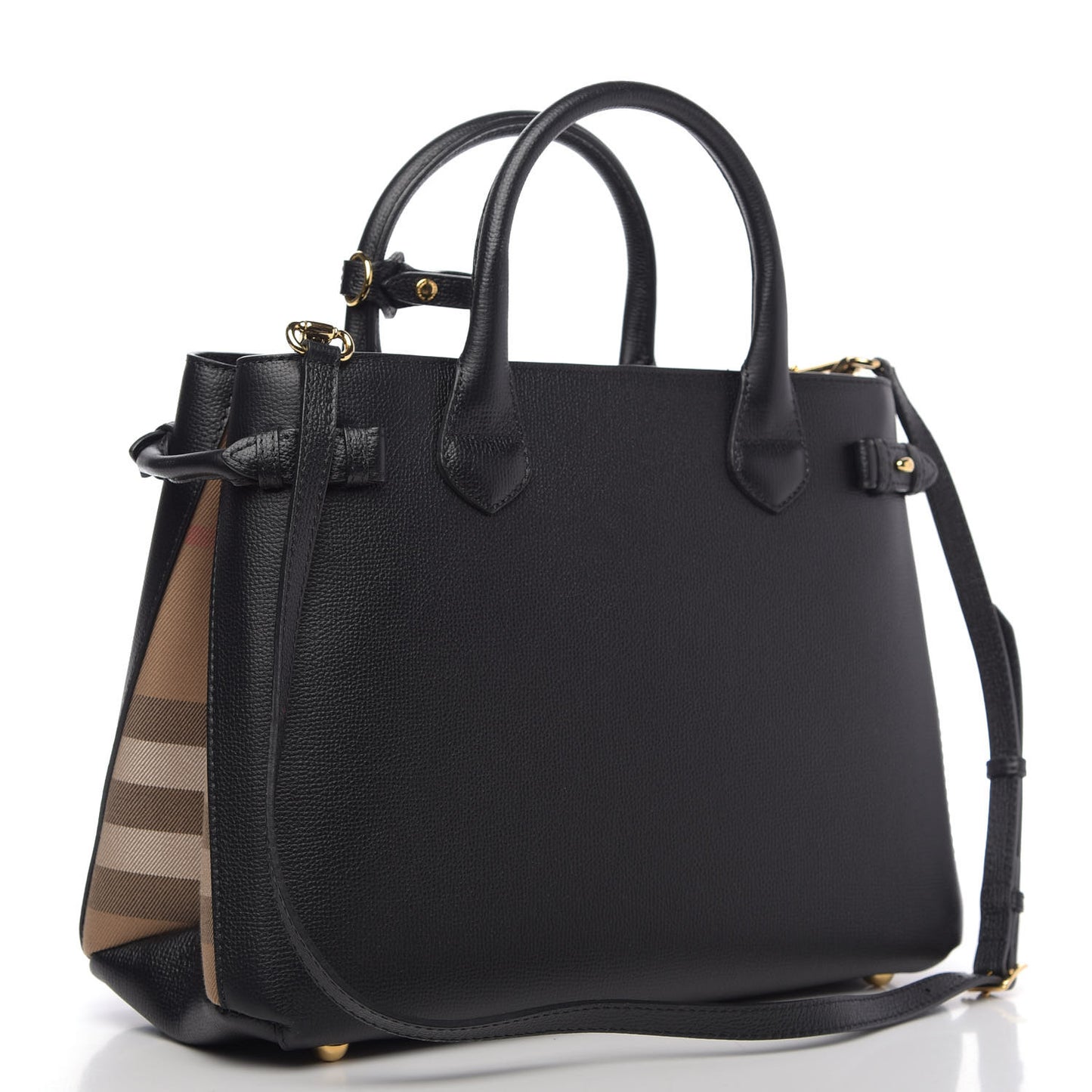 Derby Calfskin House Check Medium Banner Tote Black