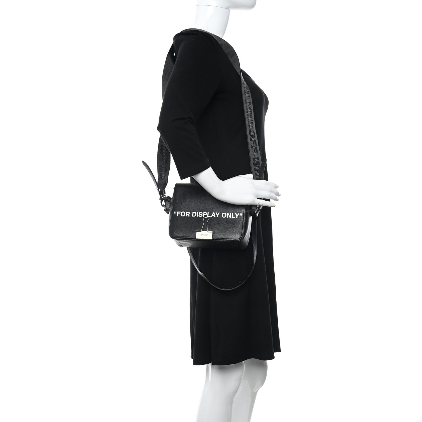 Saffiano For Display Only Binder Clip Shoulder Bag Black