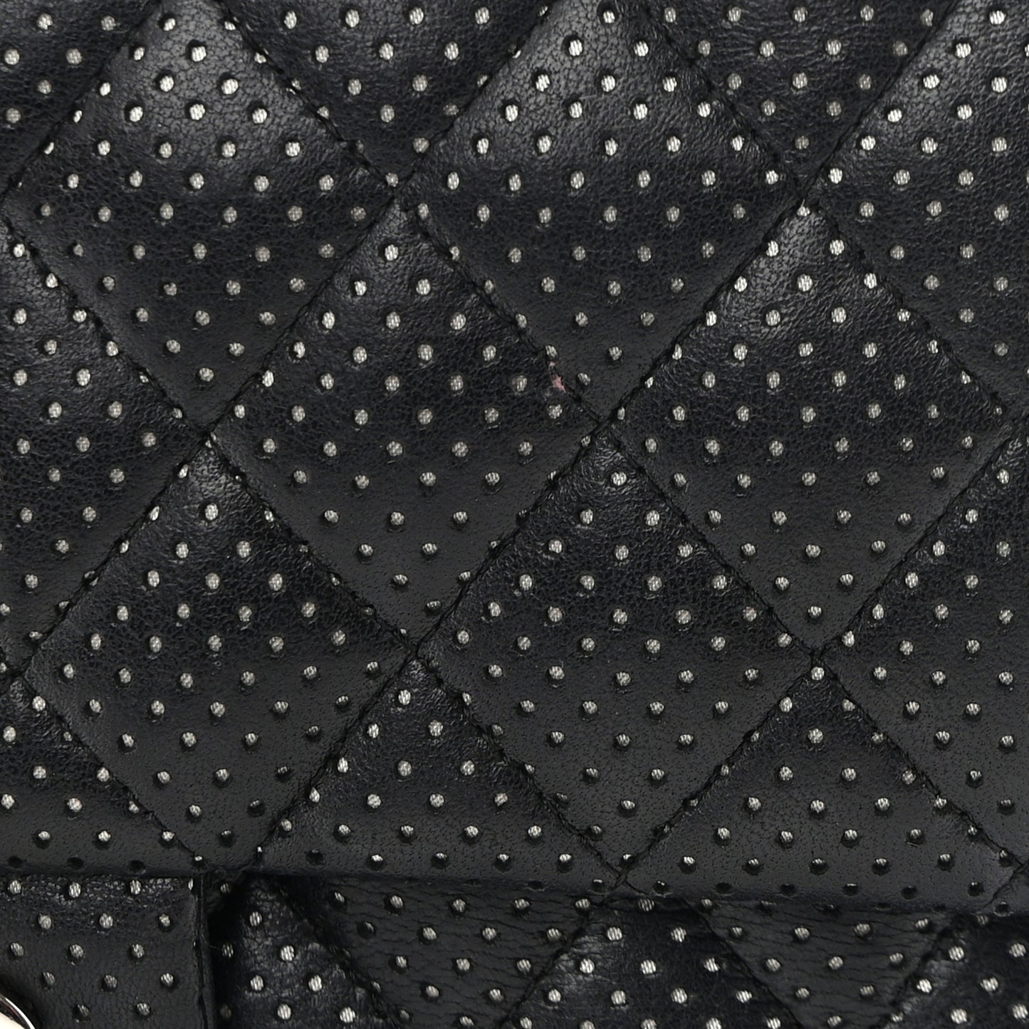 Lambskin Perforated Medium Double Flap Black