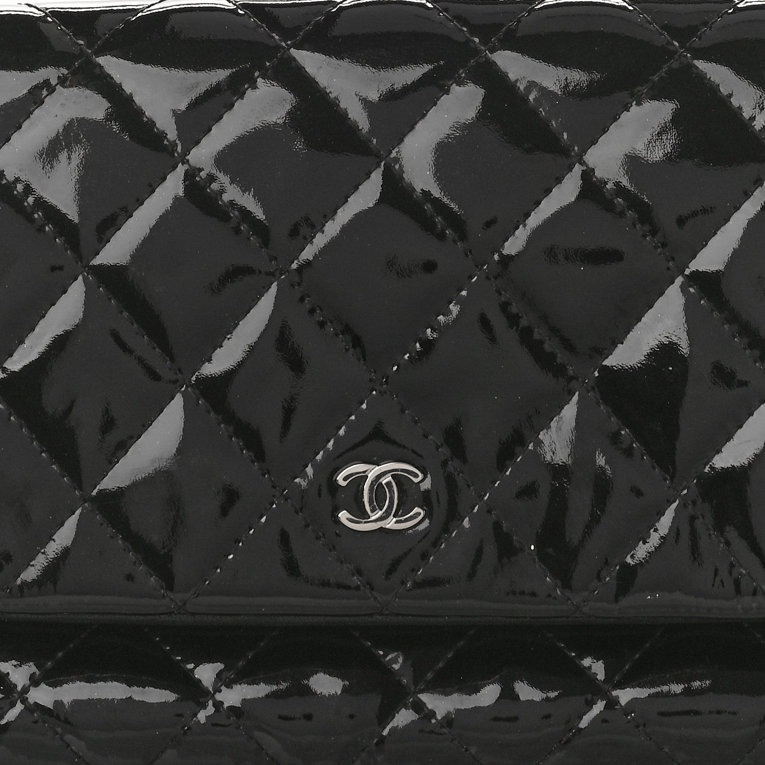 Chanel Patent Calfskin Quilted Beauty CC Clutch Black 8 of 10