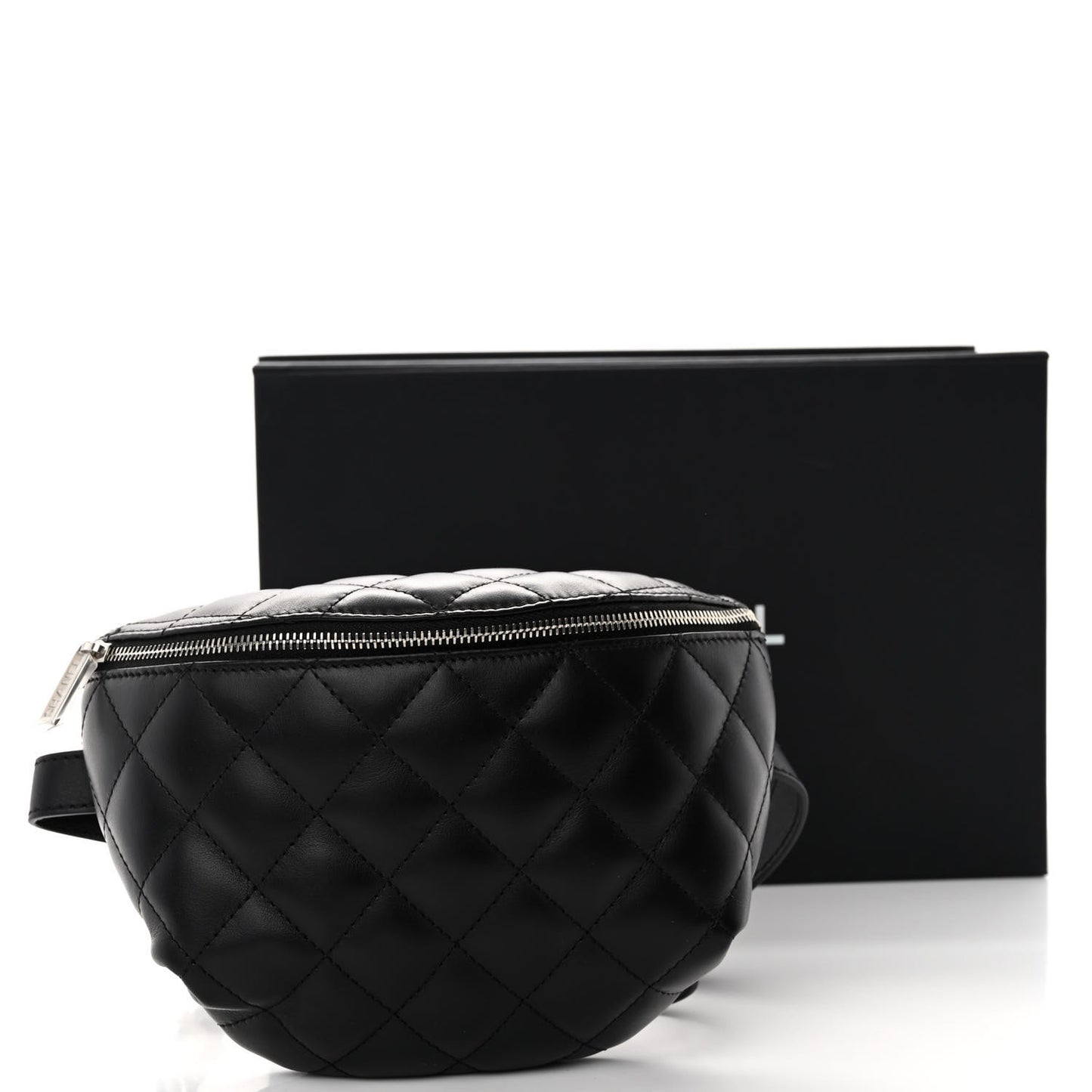 Calfskin Quilted Waist Belt Bag Black