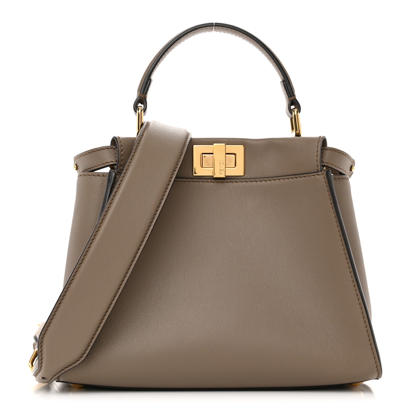 Vitello Seta Canvas FF Embroidered Mini Peekaboo Iconic Satchel Tartufo
