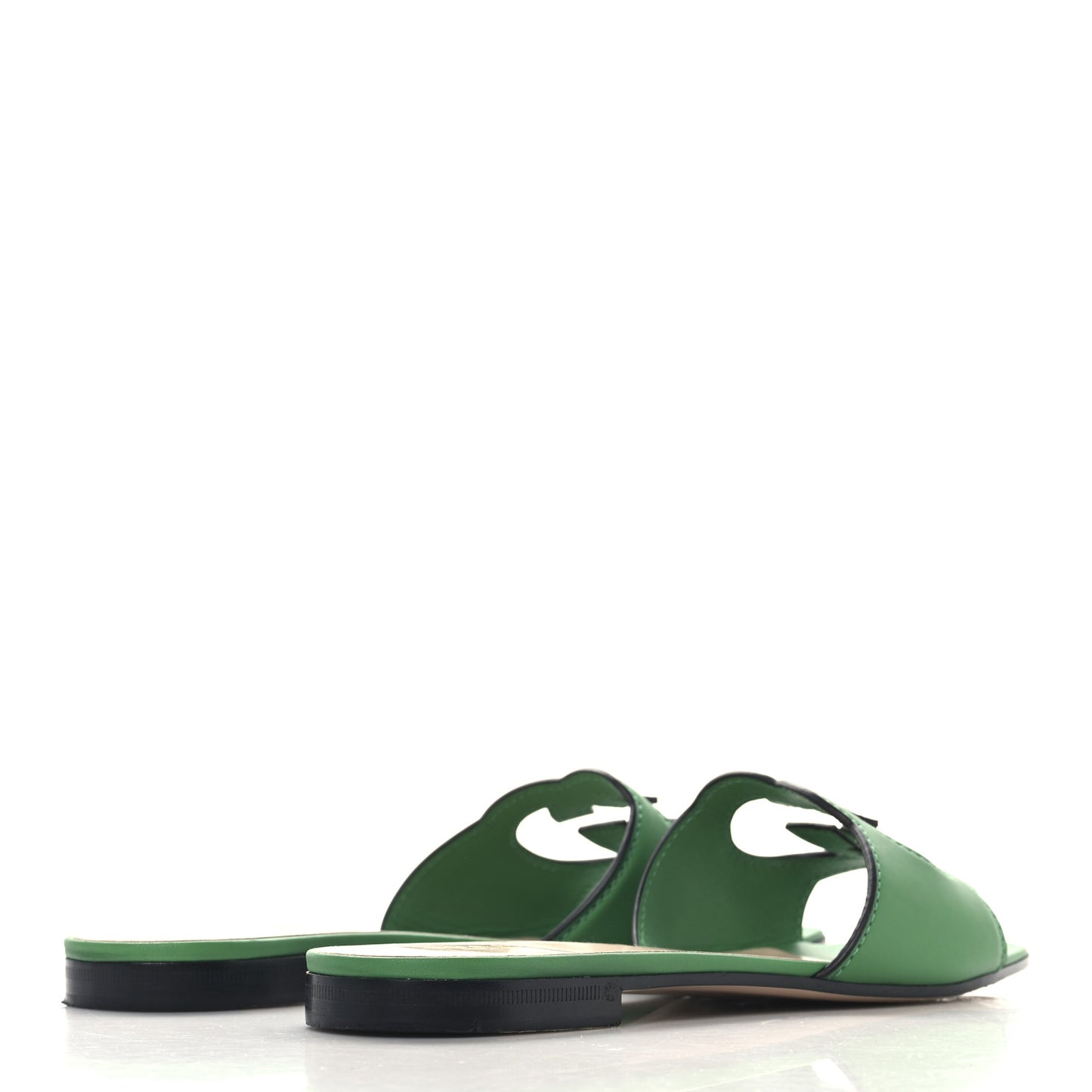 Cosmos Softy Calfskin Interlocking G Cut Out Slide Sandals 41.5 New Shamarock